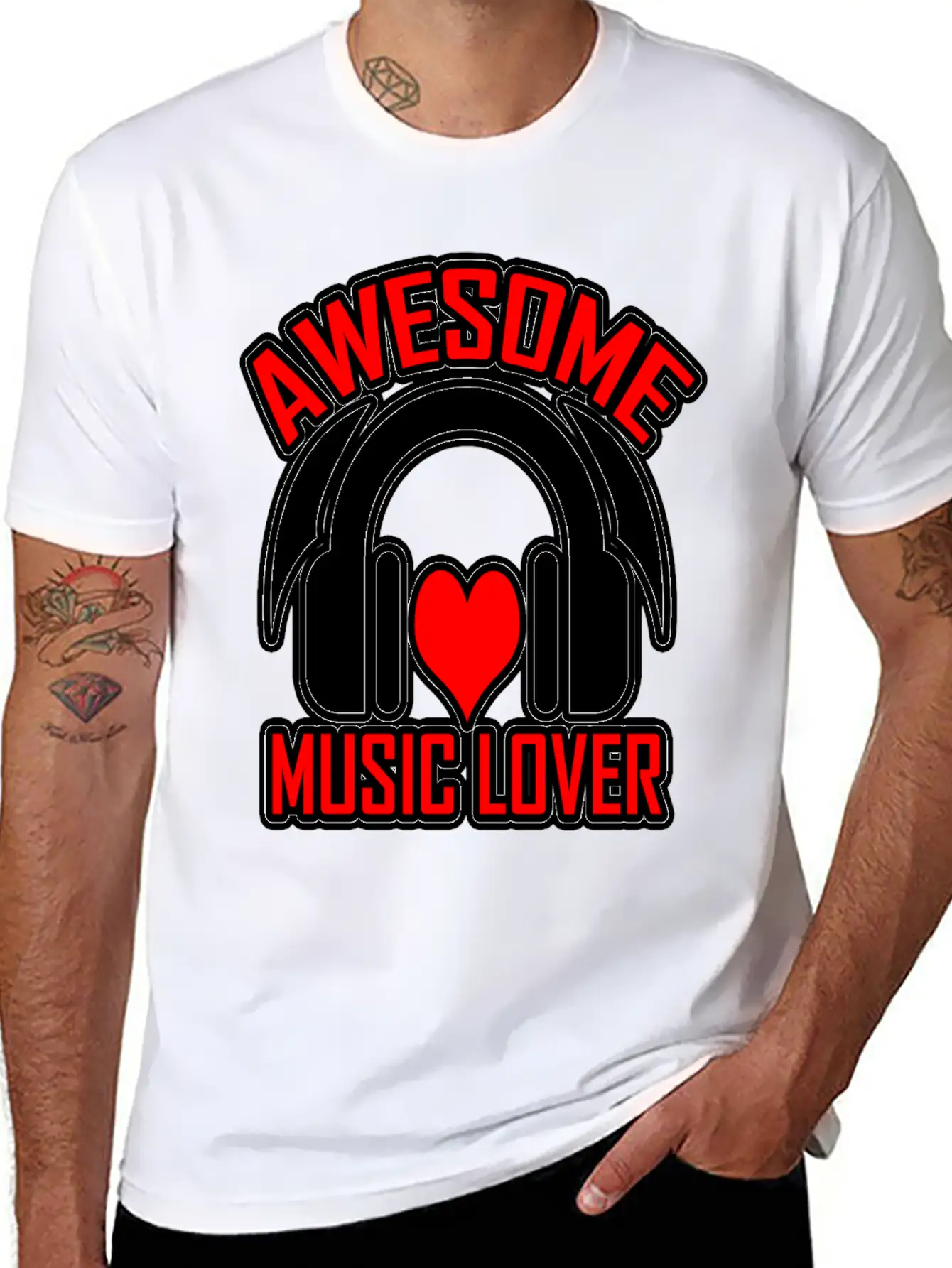 Awesome Music Lover 2 Unisex Short Sleeve Soft Cotton T-Shirt – Casual Everyday Wear