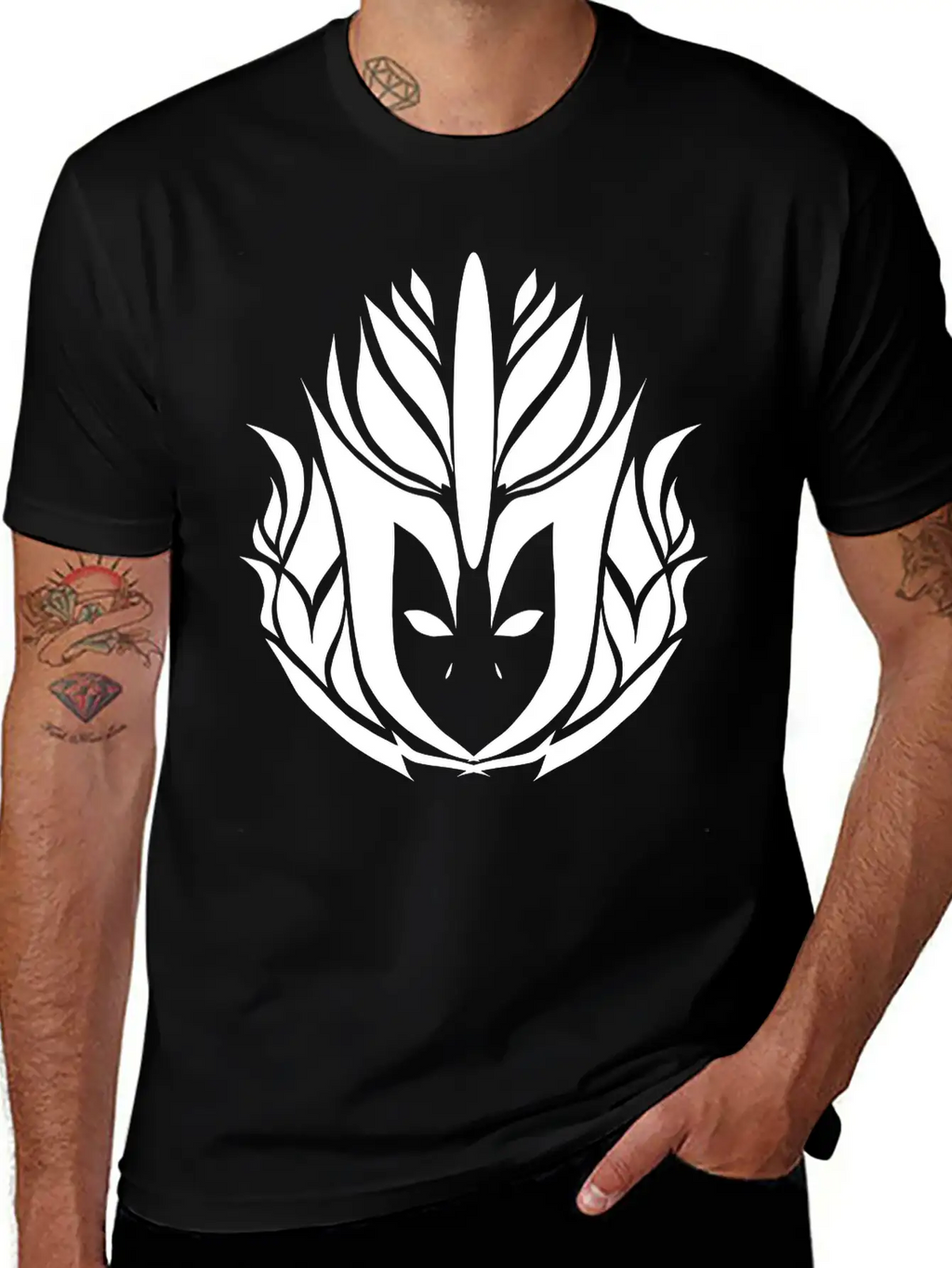 Awesome Tribal Tattoo Design Flower Head Unisex Casual T-Shirt – Clean Design For Daily Comfort