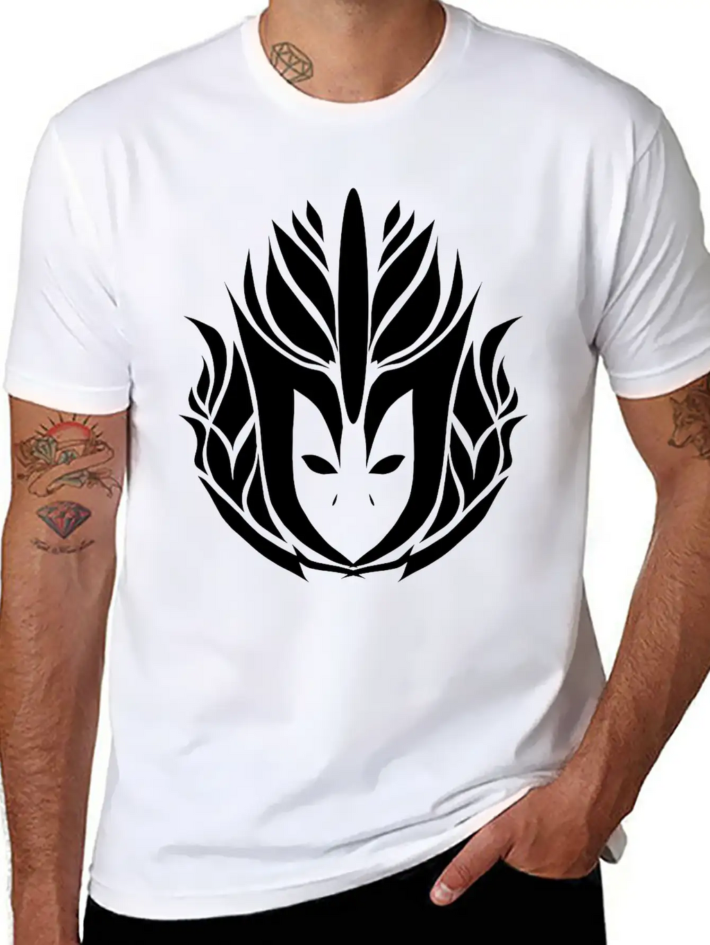 Awesome Tribal Tattoo Design Flower Head Unisex Casual T-Shirt – Clean Design For Daily Comfort