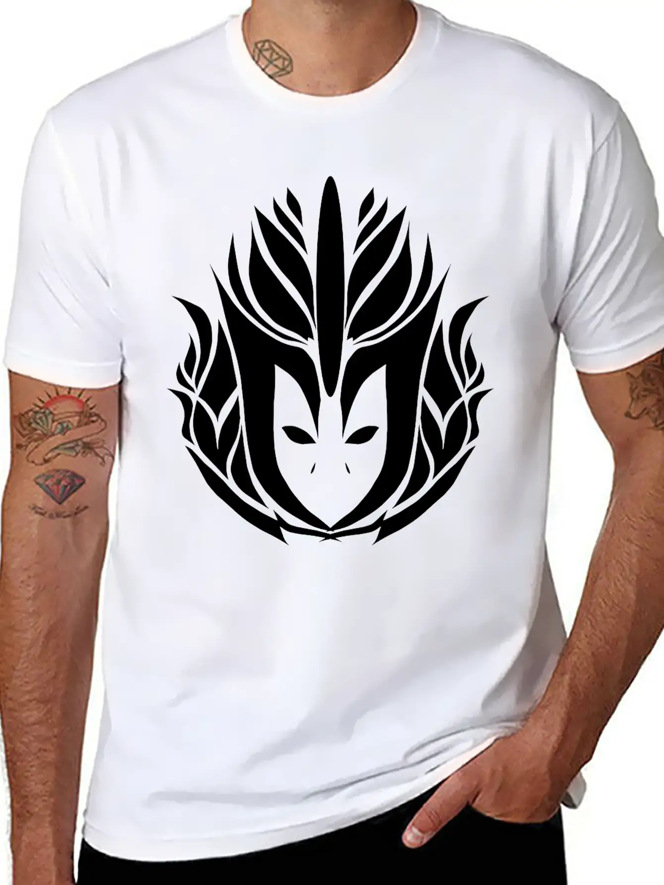 Awesome Tribal Tattoo Design Flower Head Unisex Casual T-Shirt – Clean Design For Daily Comfort
