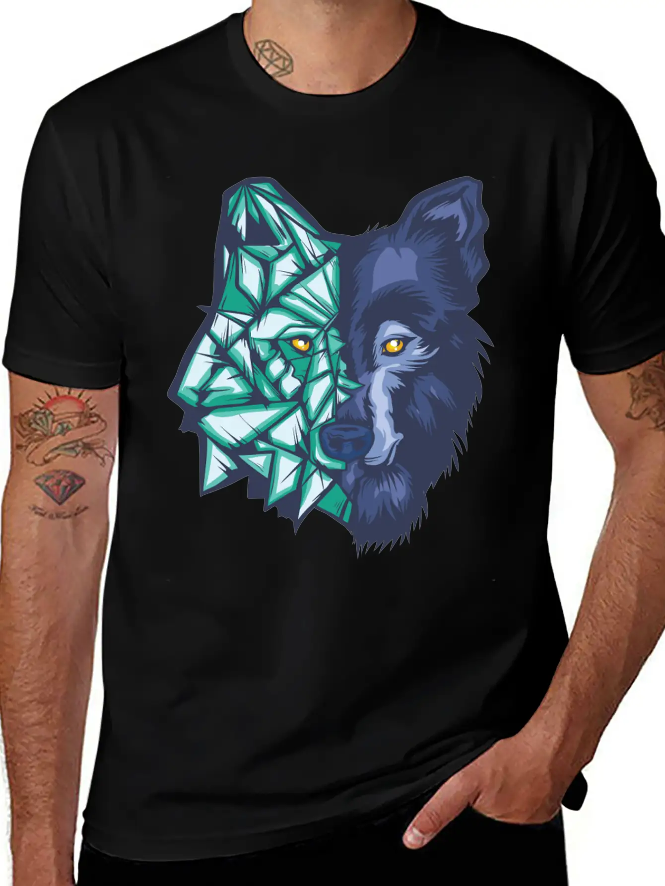 Awesome Wolf Outdoors Gift Geometric WolvesGift Te Breathable Soft Cotton T-Shirt – Timeless Casual Look