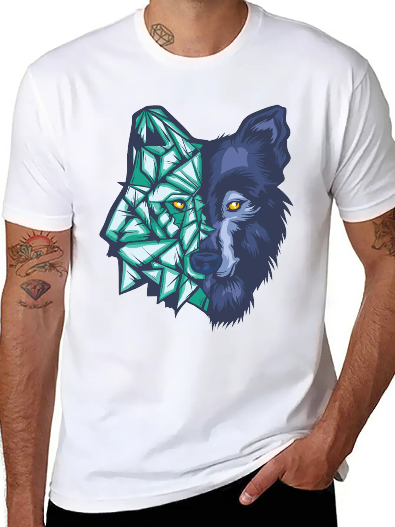 Awesome Wolf Outdoors Gift Geometric WolvesGift Te Breathable Soft Cotton T-Shirt – Timeless Casual Look