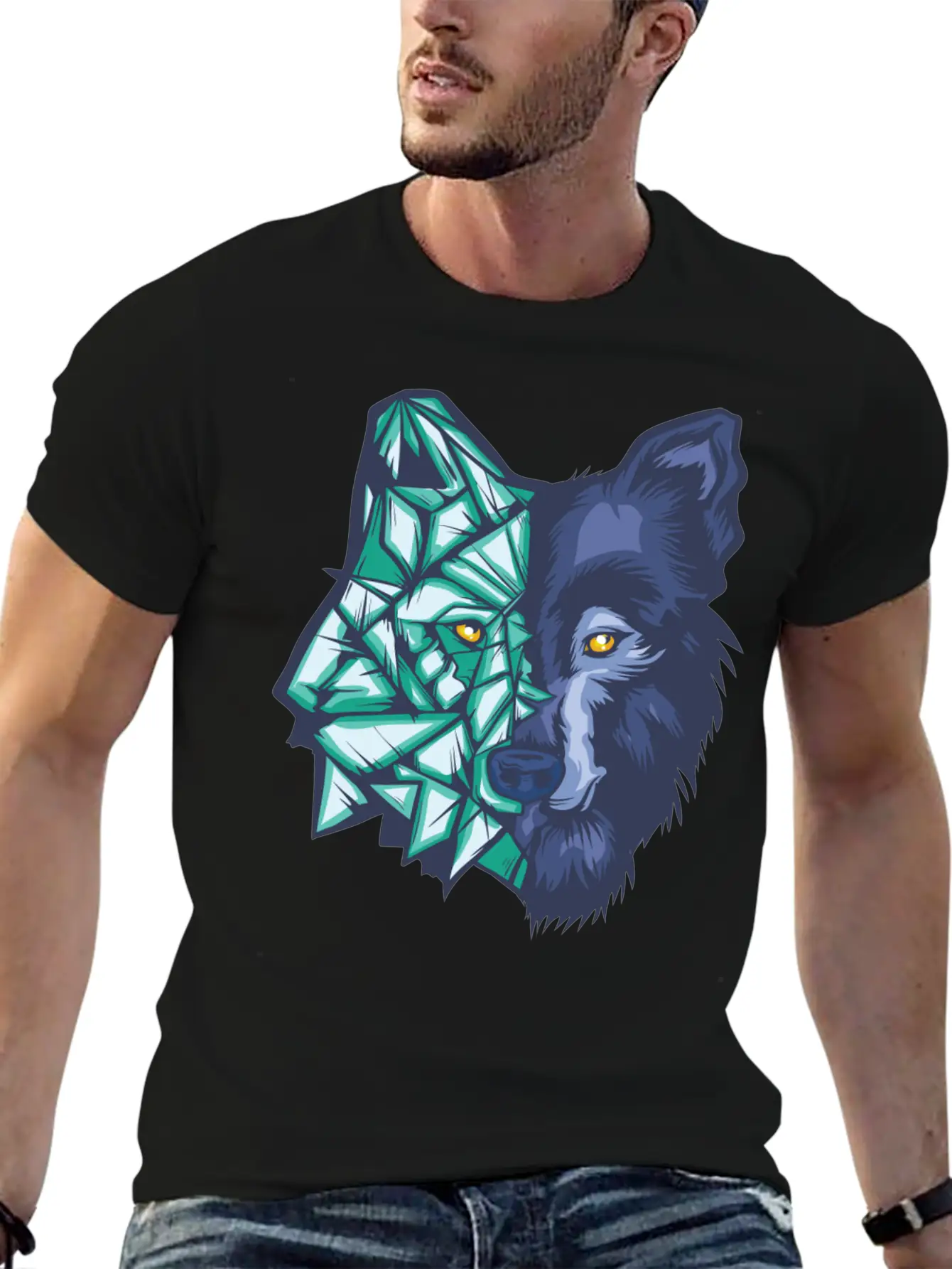 Awesome Wolf Outdoors Gift Geometric WolvesGift Te Breathable Soft Cotton T-Shirt – Timeless Casual Look