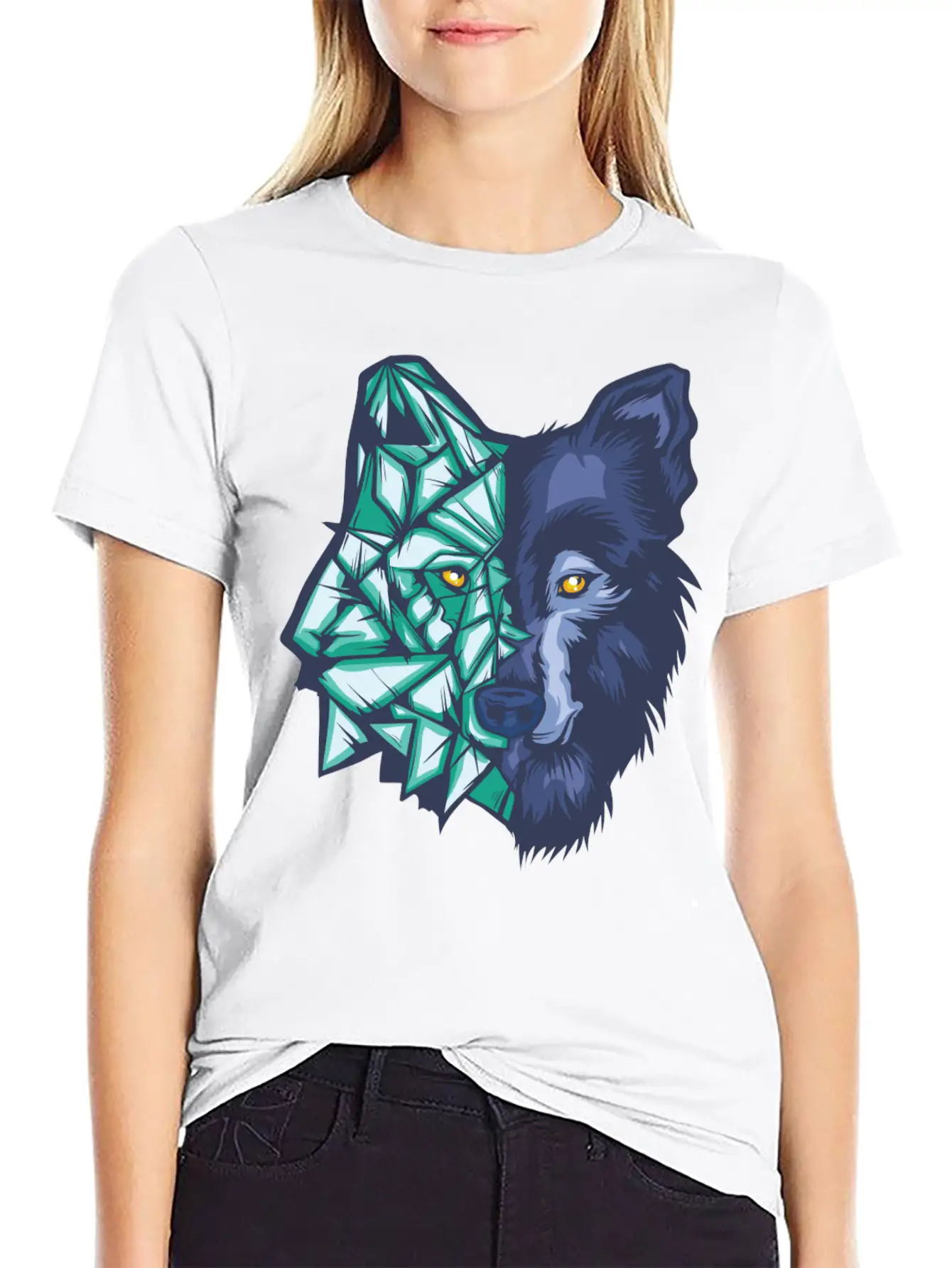 Awesome Wolf Outdoors Gift Geometric WolvesGift Te Breathable Soft Cotton T-Shirt – Timeless Casual Look