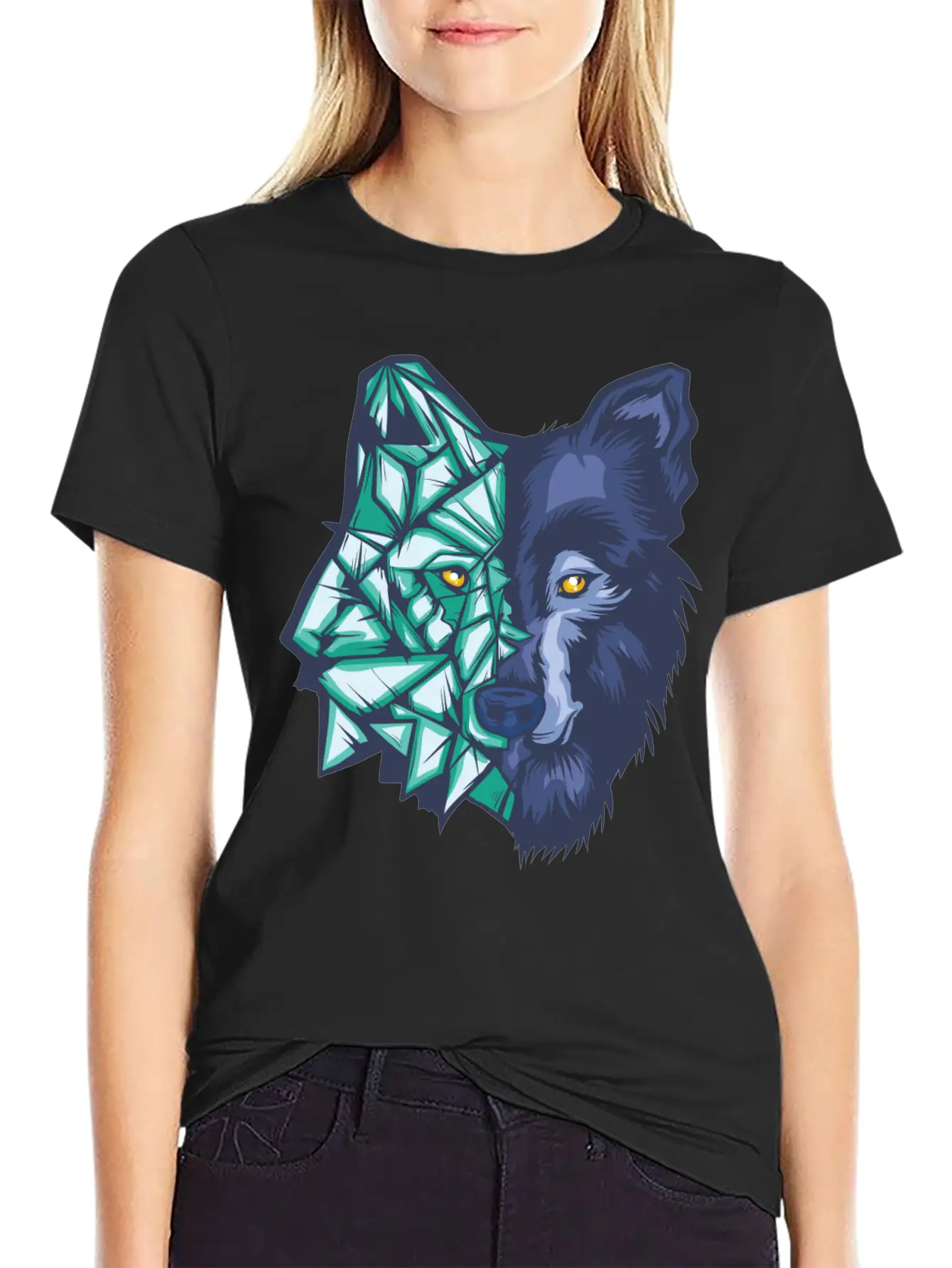 Awesome Wolf Outdoors Gift Geometric WolvesGift Te Breathable Soft Cotton T-Shirt – Timeless Casual Look