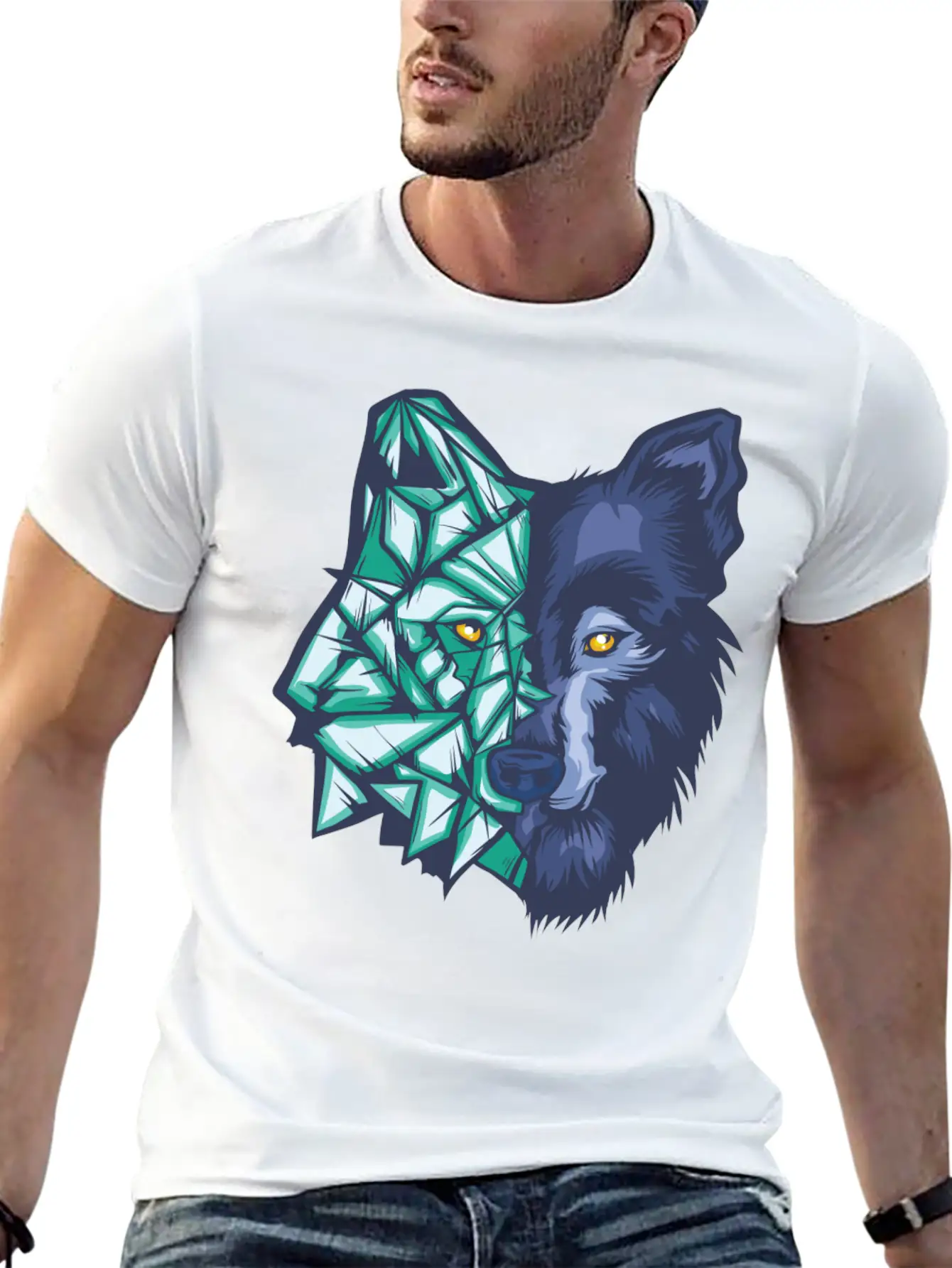 Awesome Wolf Outdoors Gift Geometric WolvesGift Te Breathable Soft Cotton T-Shirt – Timeless Casual Look