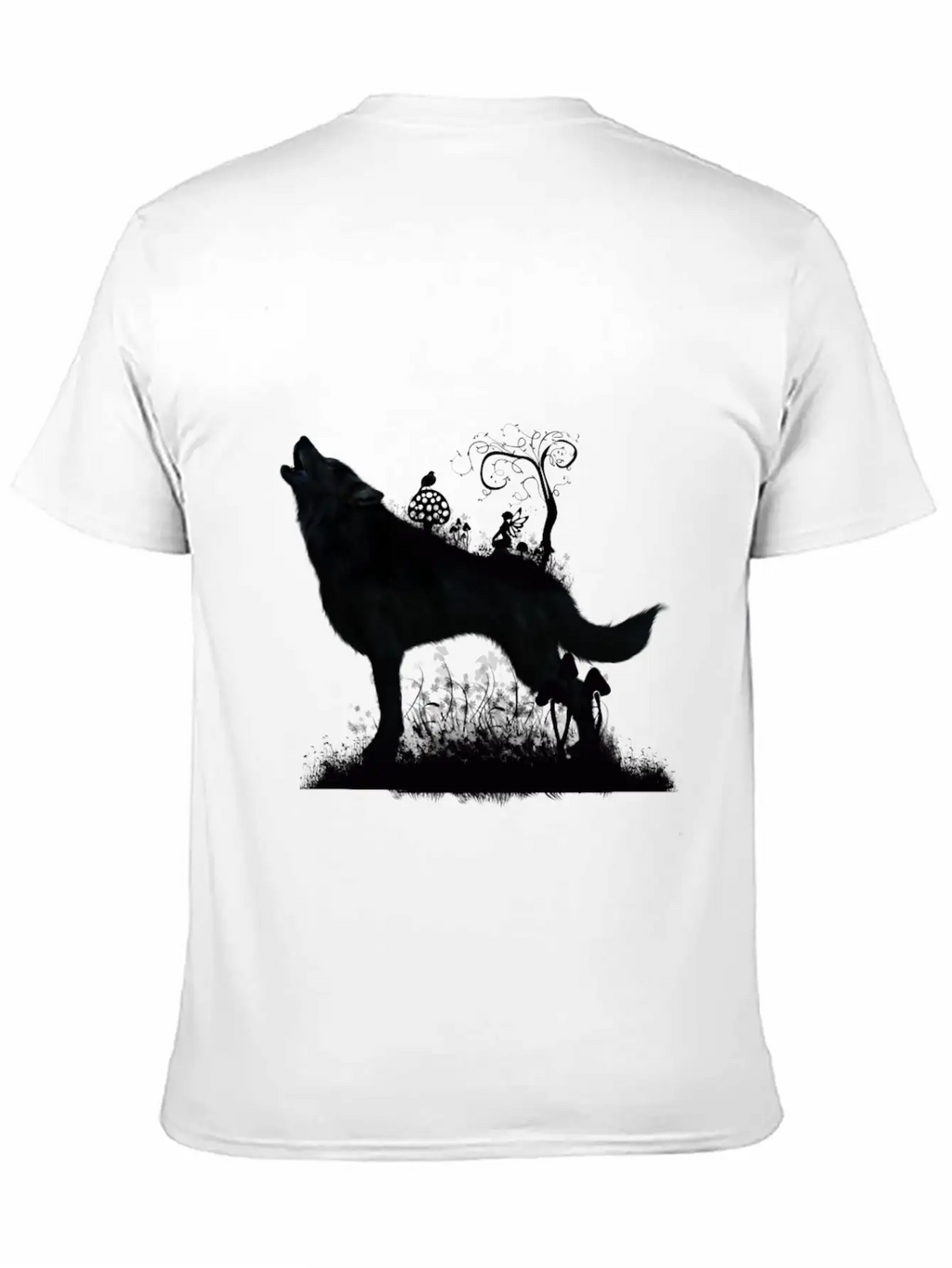 Awesome Wolf With Fairy In The Night Classic Fit Graphic Tee For Daily Comfort – Unisex Cotton Shirt
