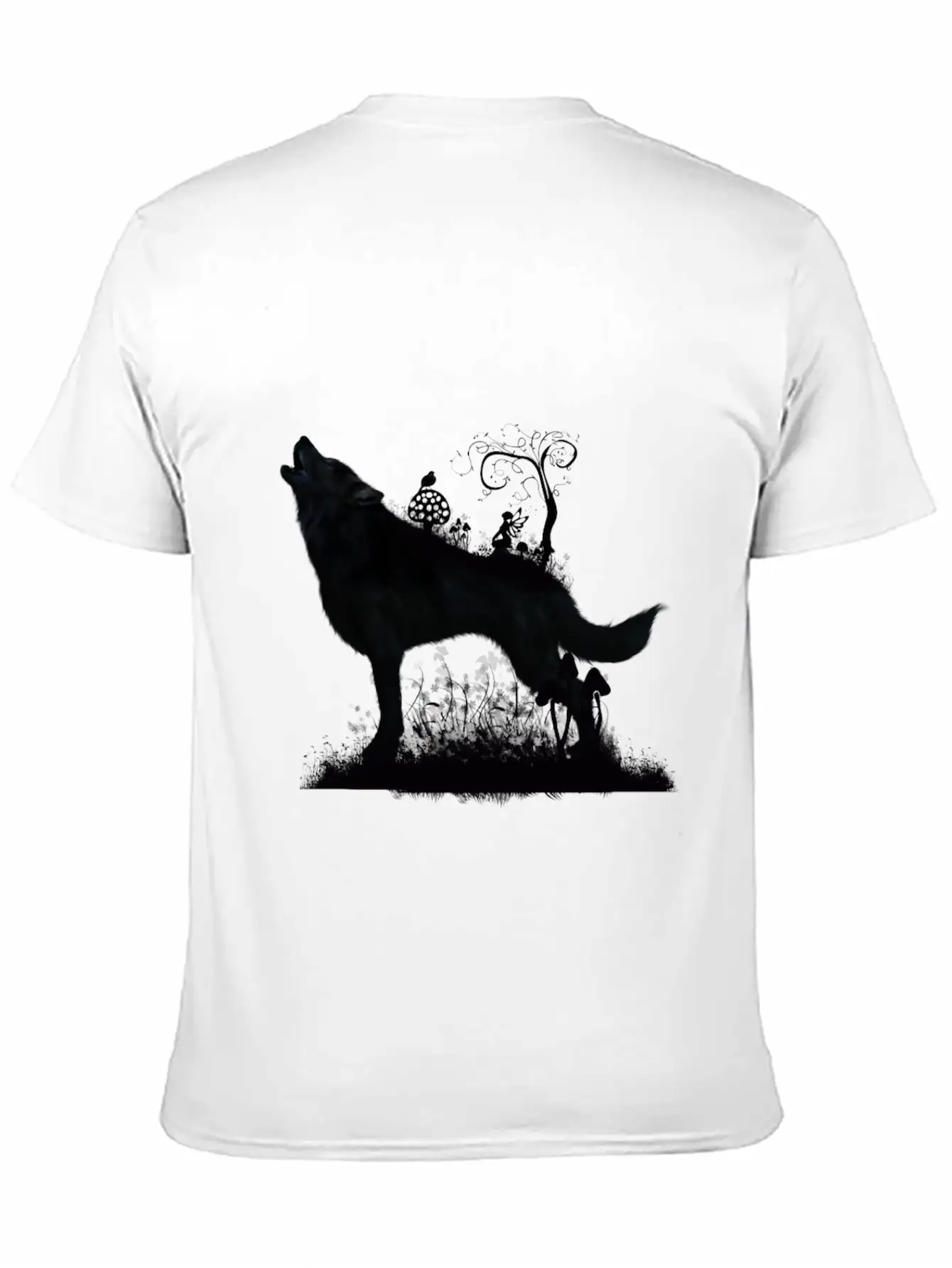 Awesome Wolf With Fairy In The Night Classic Fit Graphic Tee For Daily Comfort – Unisex Cotton Shirt