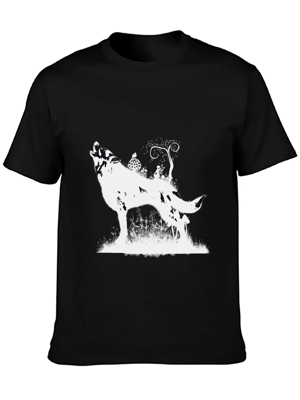 Awesome Wolf With Fairy In The Night Classic Fit Graphic Tee For Daily Comfort – Unisex Cotton Shirt
