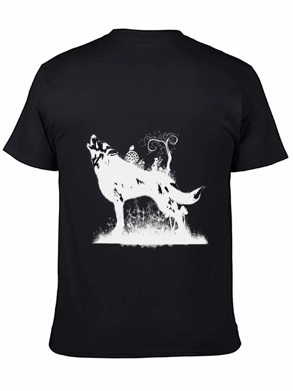 Awesome Wolf With Fairy In The Night Classic Fit Graphic Tee For Daily Comfort – Unisex Cotton Shirt