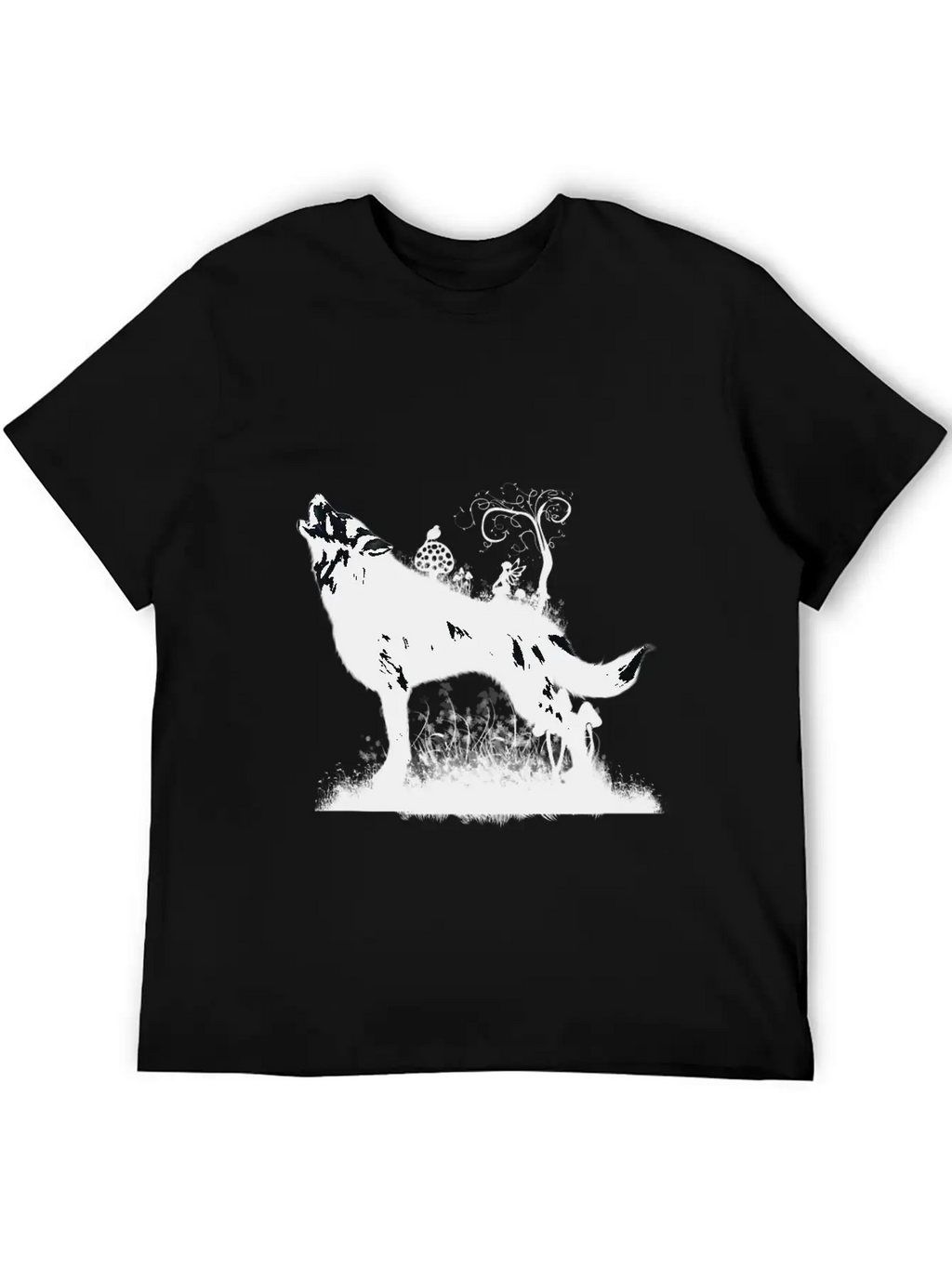 Awesome Wolf With Fairy In The Night Classic Fit Graphic Tee For Daily Comfort – Unisex Cotton Shirt