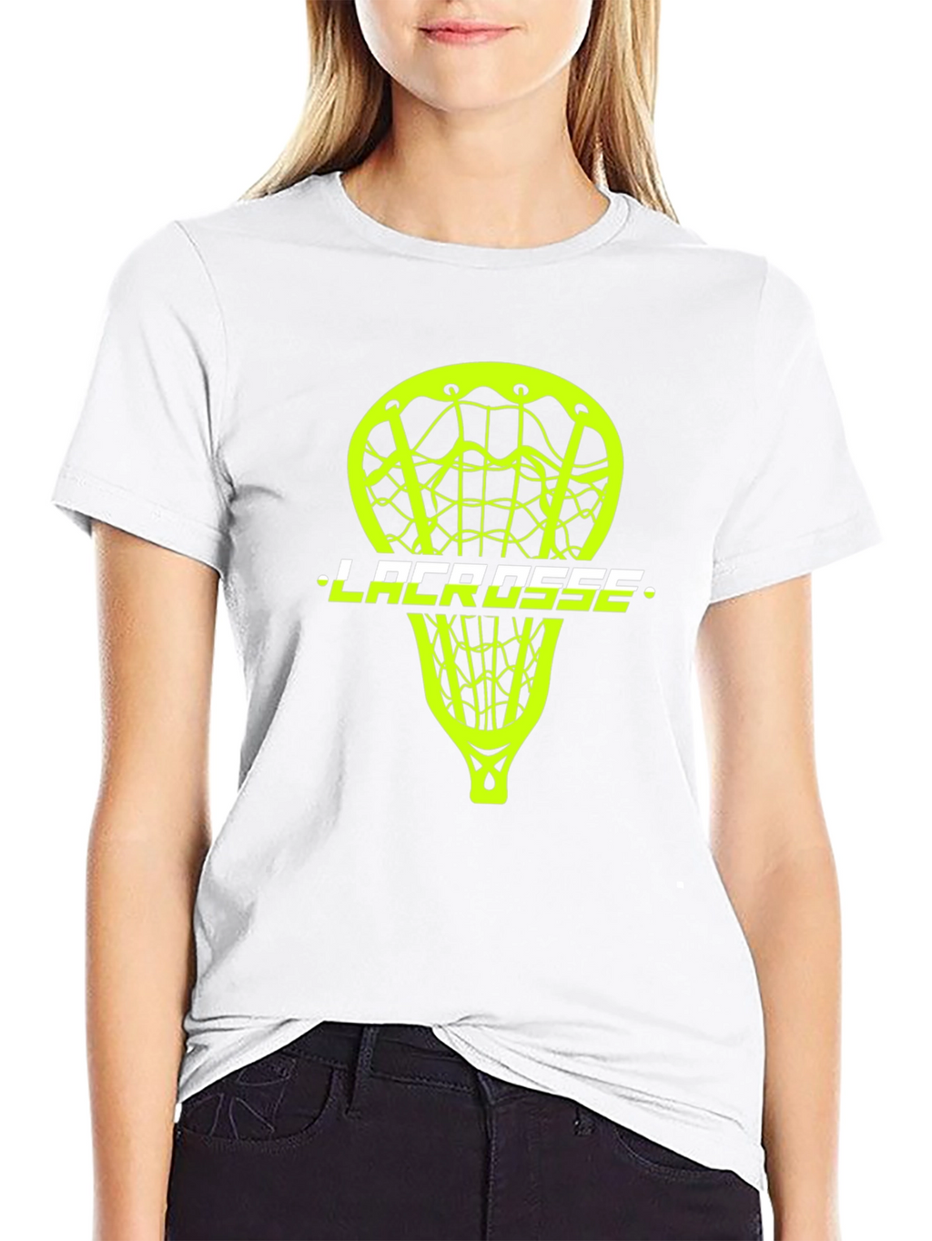 Lacrosse Stick Graphic Tee - Black Cotton T-Shirt