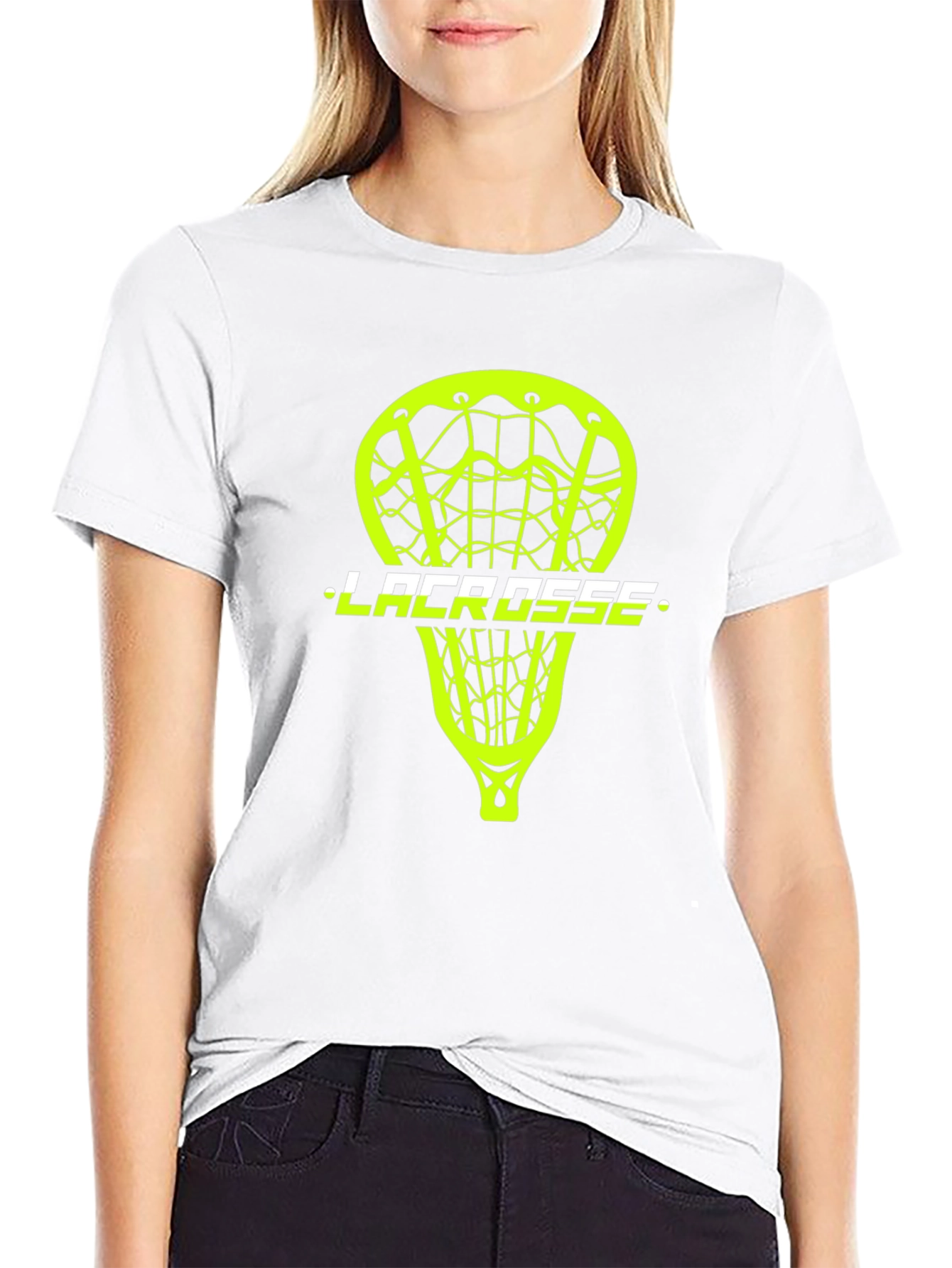 Lacrosse Stick Graphic Tee - Black Cotton T-Shirt