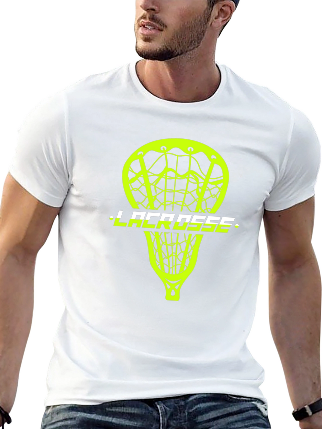 Lacrosse Stick Graphic Tee - Black Cotton T-Shirt