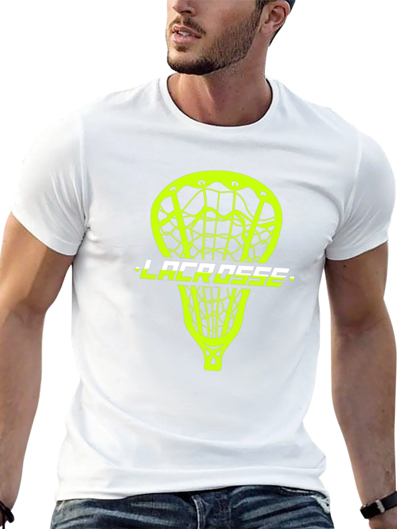 Lacrosse Stick Graphic Tee - Black Cotton T-Shirt