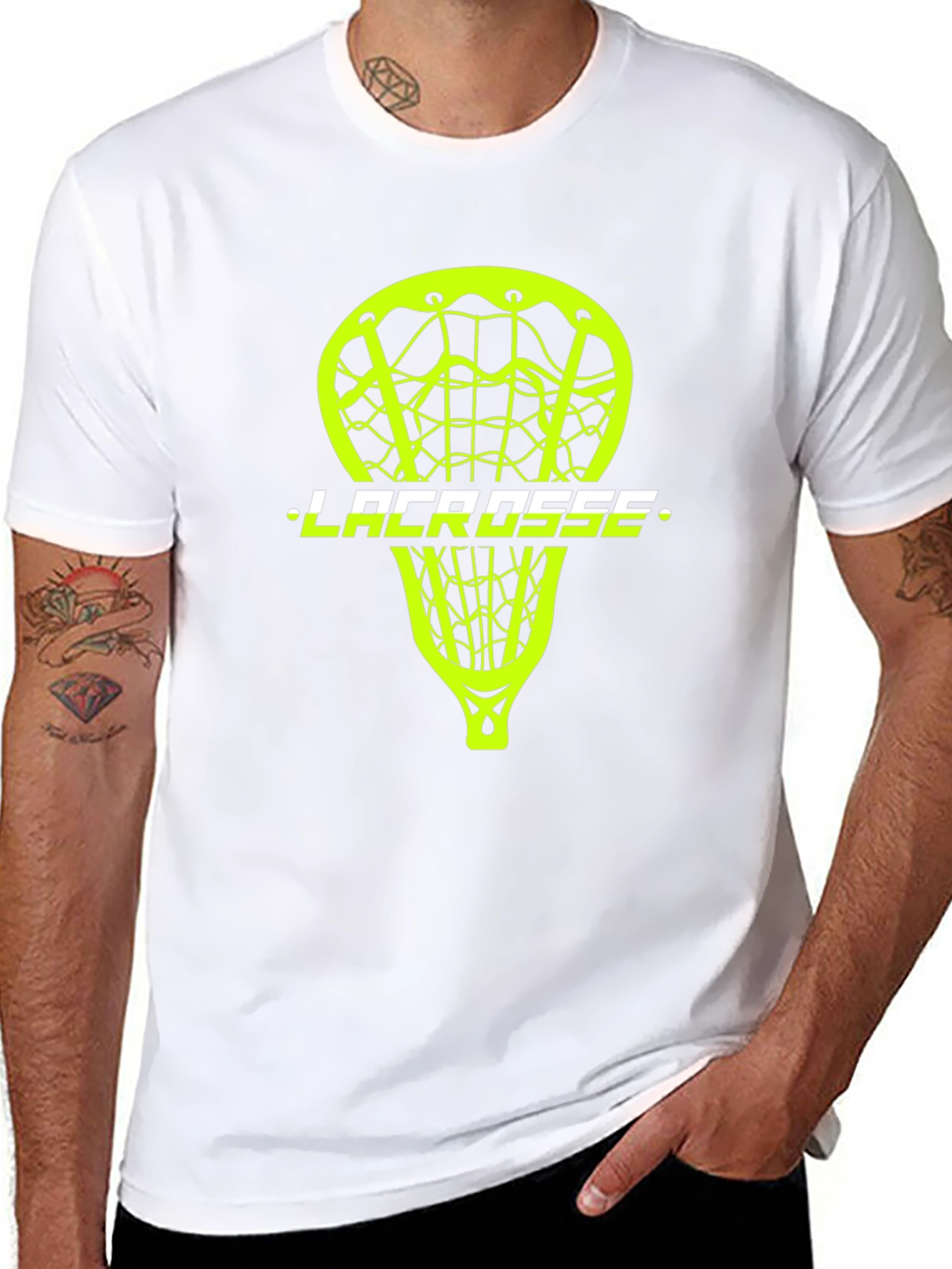 Lacrosse Stick Graphic Tee - Black Cotton T-Shirt