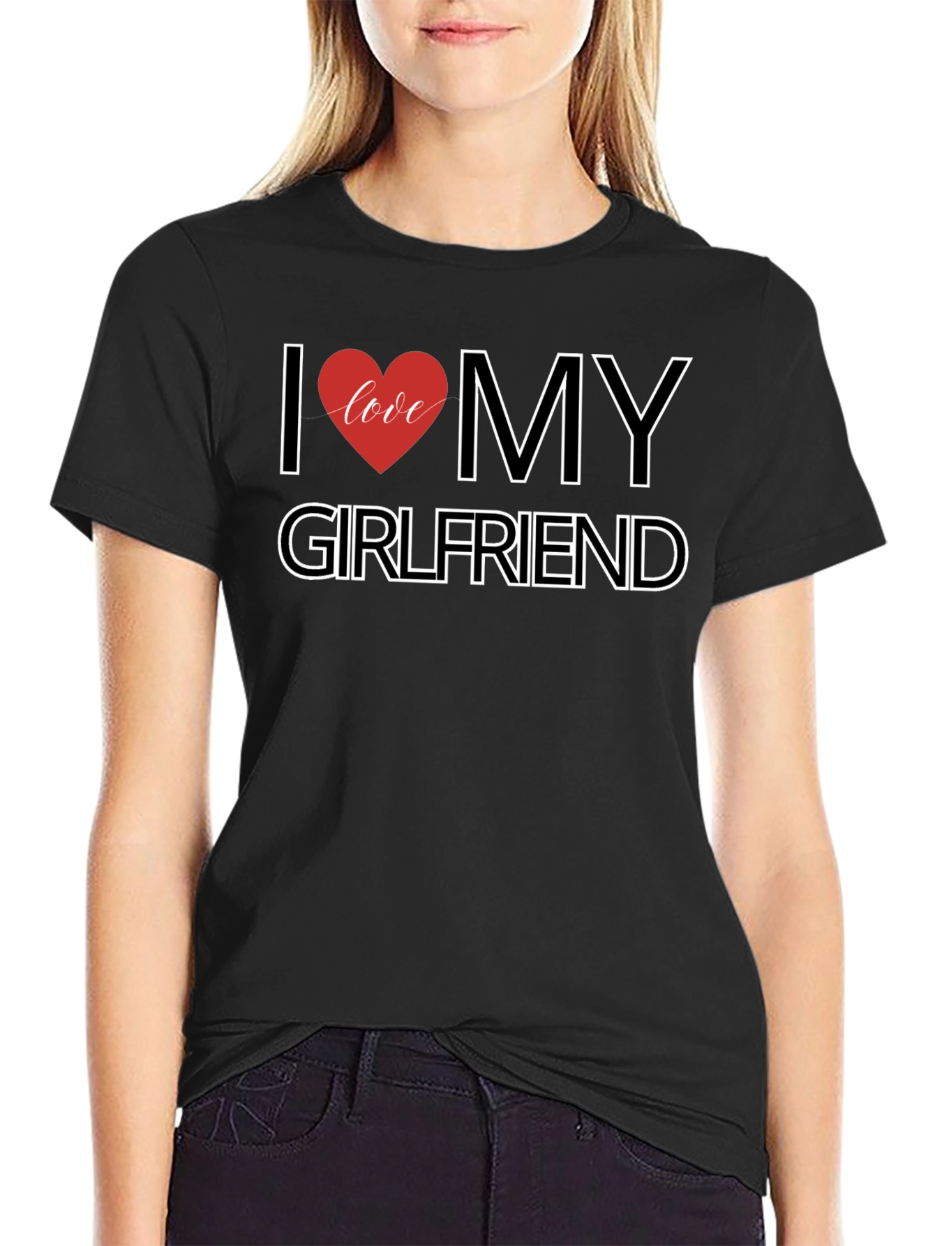 I Love My Girlfriend Black T-Shirt
