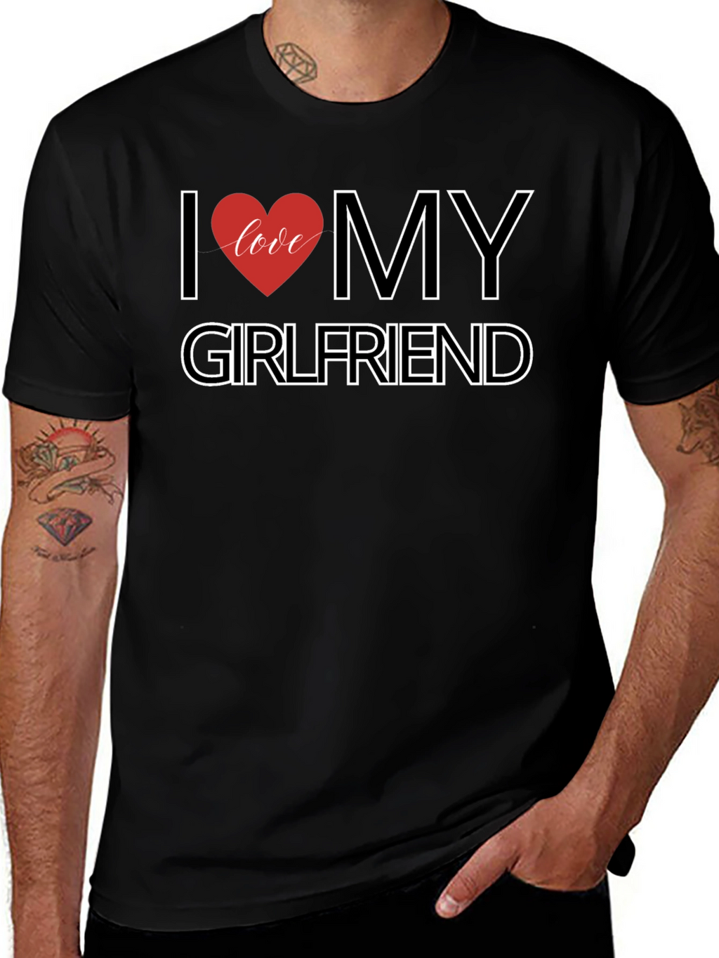I Love My Girlfriend Black T-Shirt