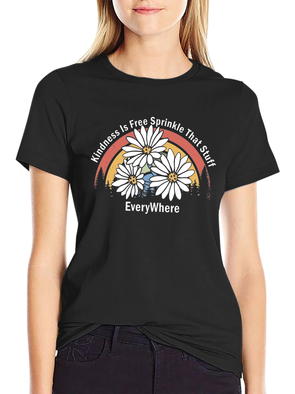 Kindness Free Sprinkle Daisy Rainbow T-Shirt