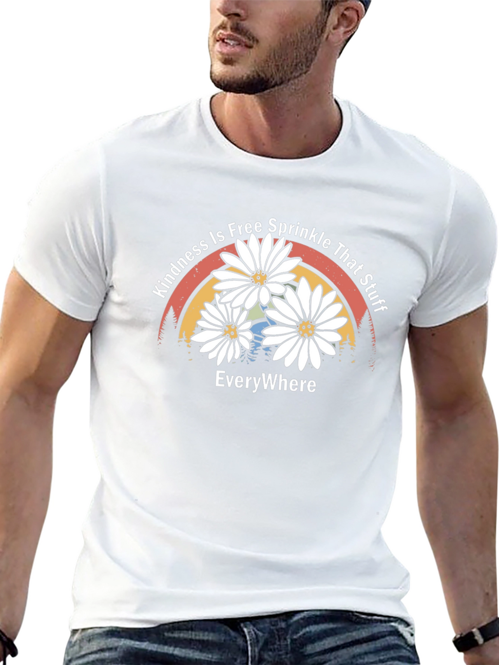 Kindness Free Sprinkle Daisy Rainbow T-Shirt