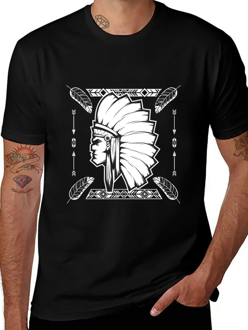 Aztec Old Man Warrior Maya Inca Native Unisex Short Sleeve Soft Cotton T-Shirt – Casual Everyday Wear
