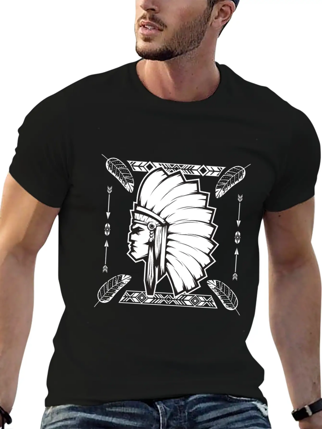 Aztec Old Man Warrior Maya Inca Native Unisex Short Sleeve Soft Cotton T-Shirt – Casual Everyday Wear