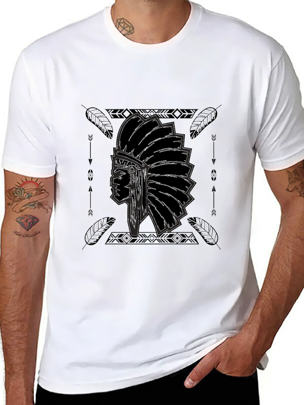Aztec Old Man Warrior Maya Inca Native Unisex Short Sleeve Soft Cotton T-Shirt – Casual Everyday Wear