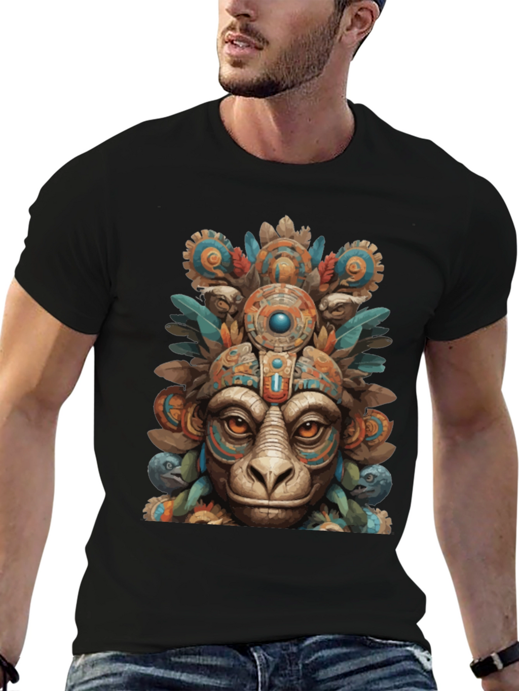 Aztec Monkey T-Shirt - Tribal Art