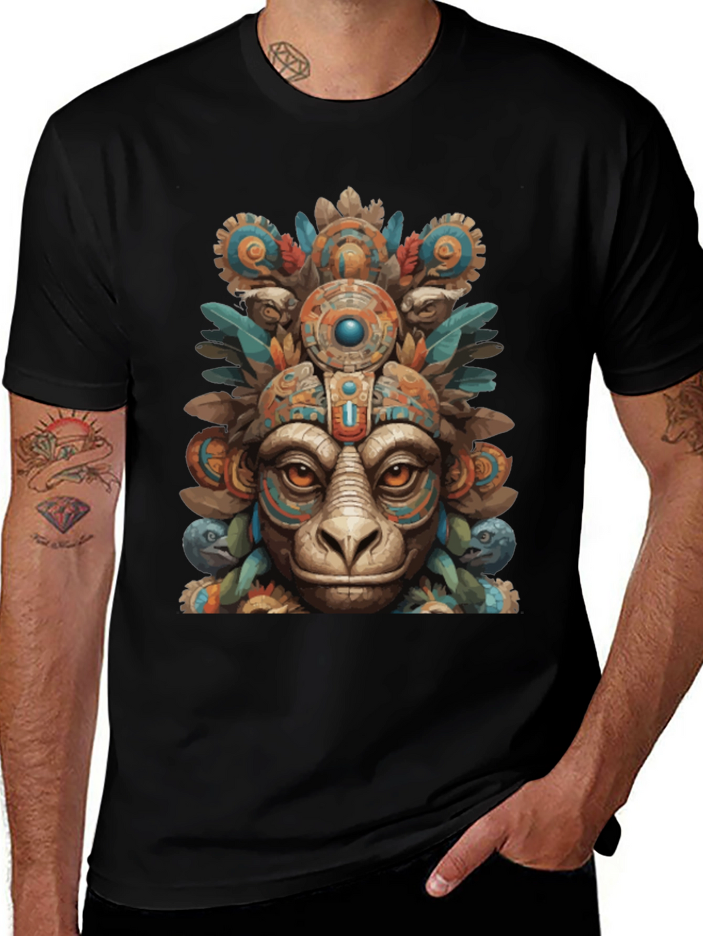 Aztec Monkey T-Shirt - Tribal Art