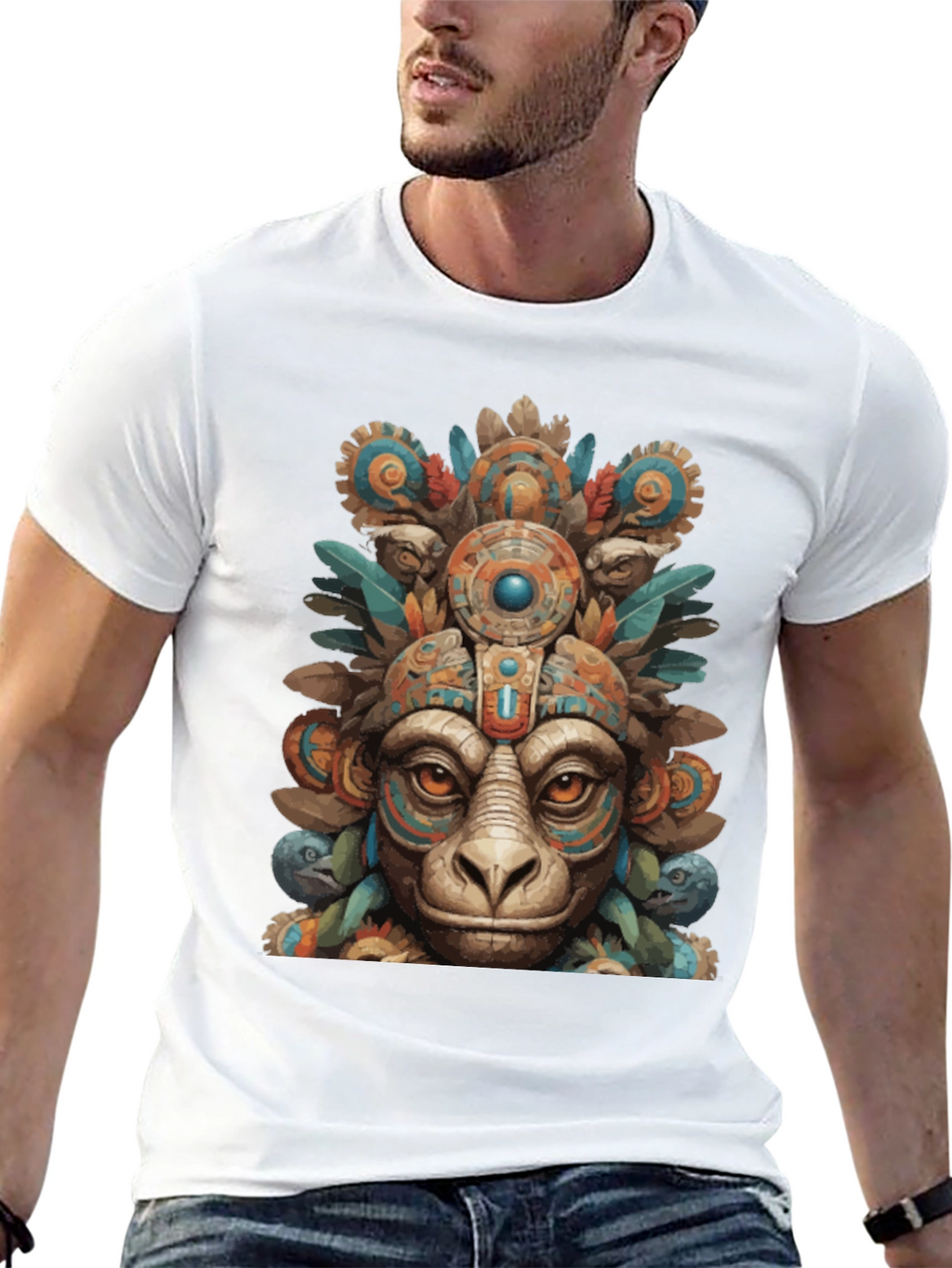 Aztec Monkey T-Shirt - Tribal Art