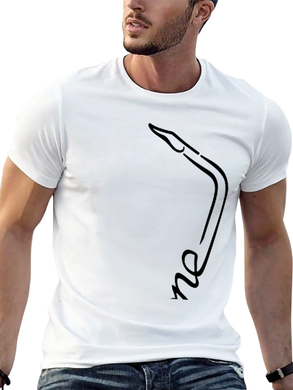 Black T-Shirt with Saxophone Design