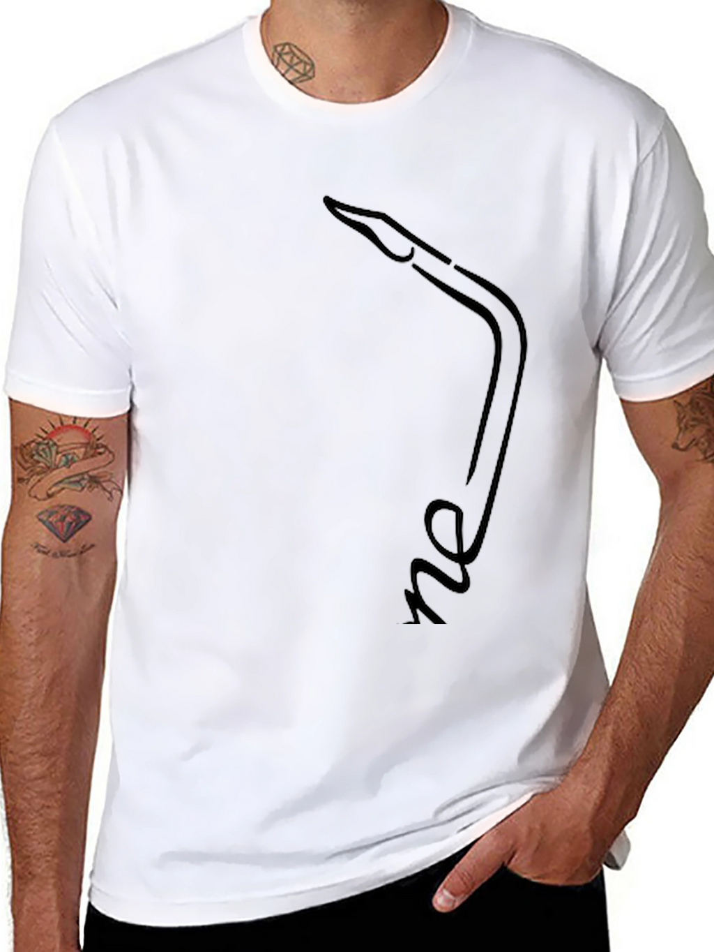 Black T-Shirt with Saxophone Design
