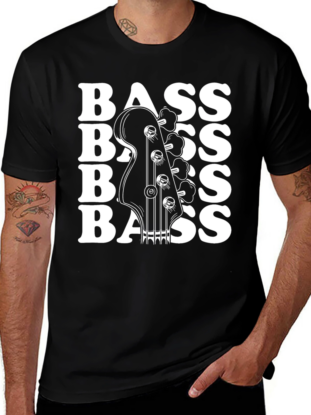 Bass Guitar Black Graphic Tee