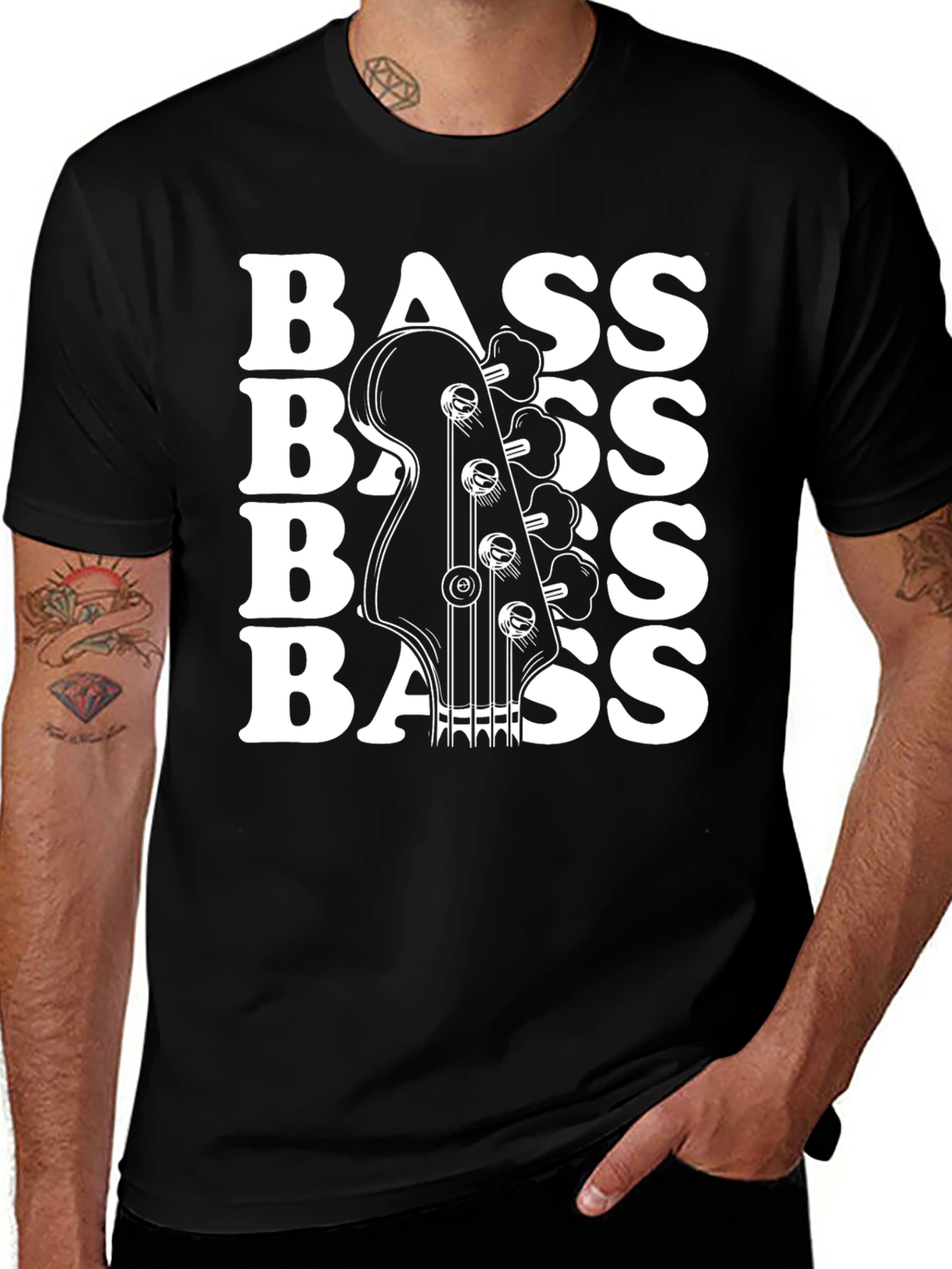 Bass Guitar Black Graphic Tee