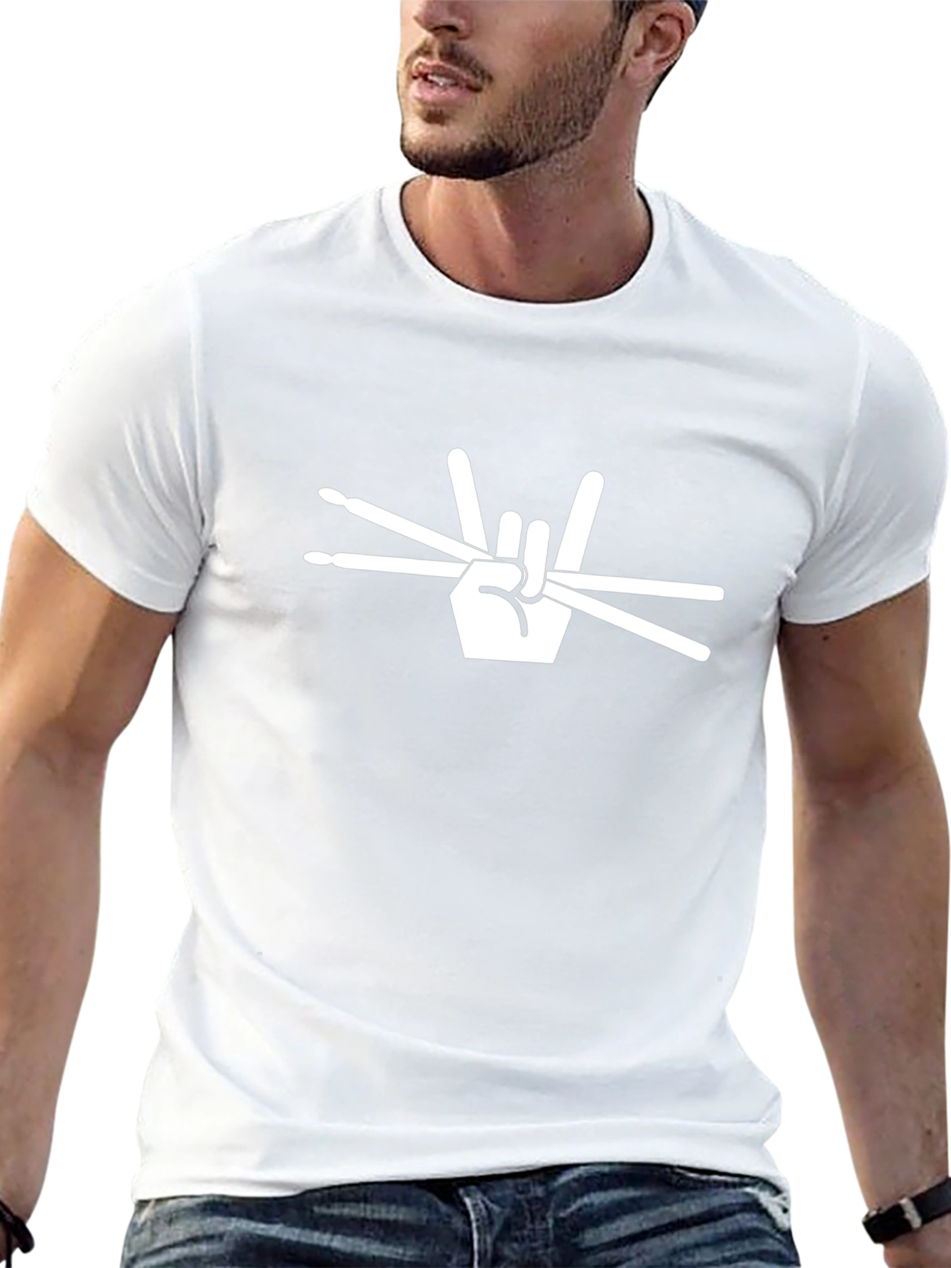 Rock On Drummer T-Shirt - Black