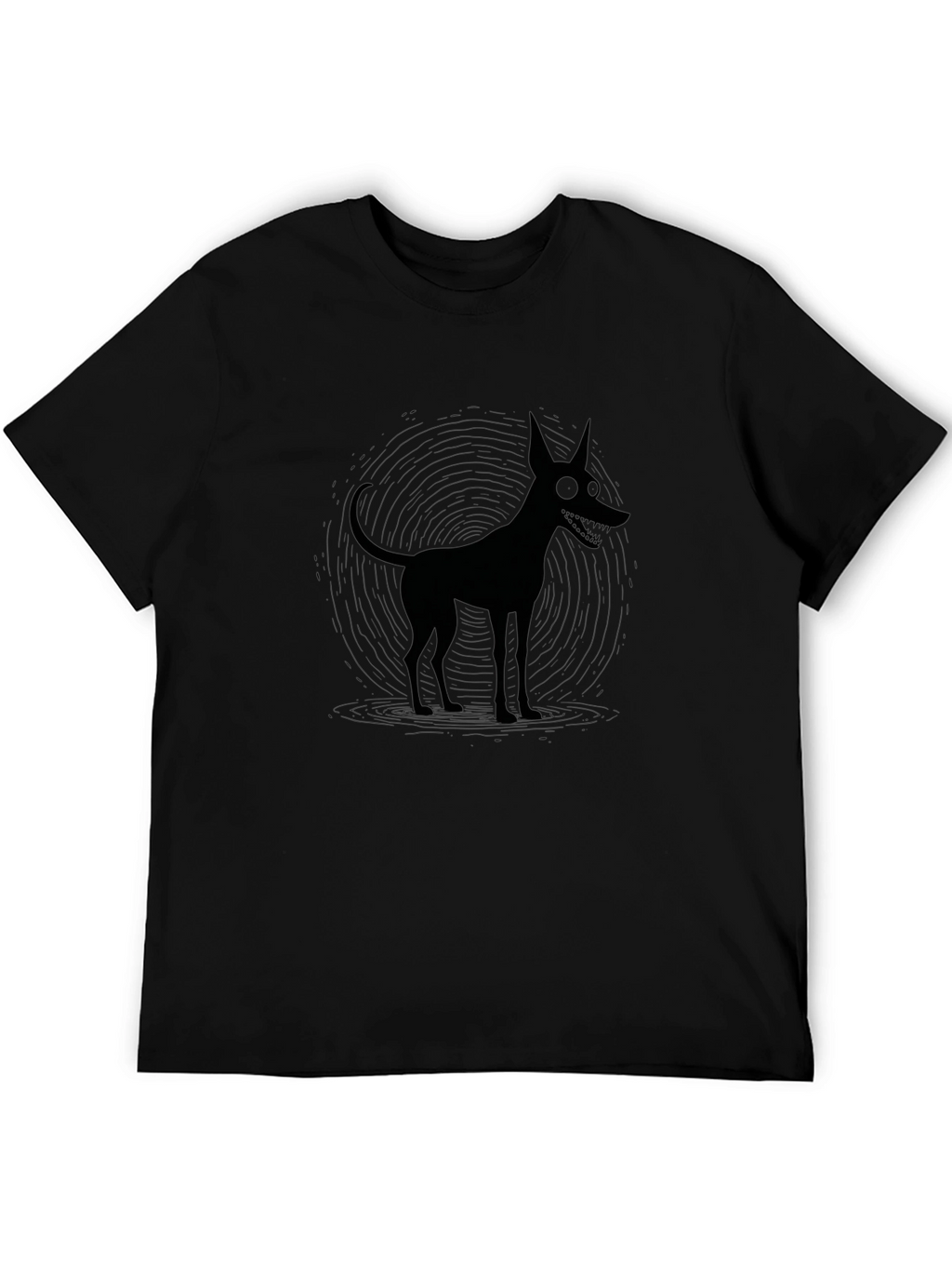 Creepy Cartoon Dog Black Graphic Tee
