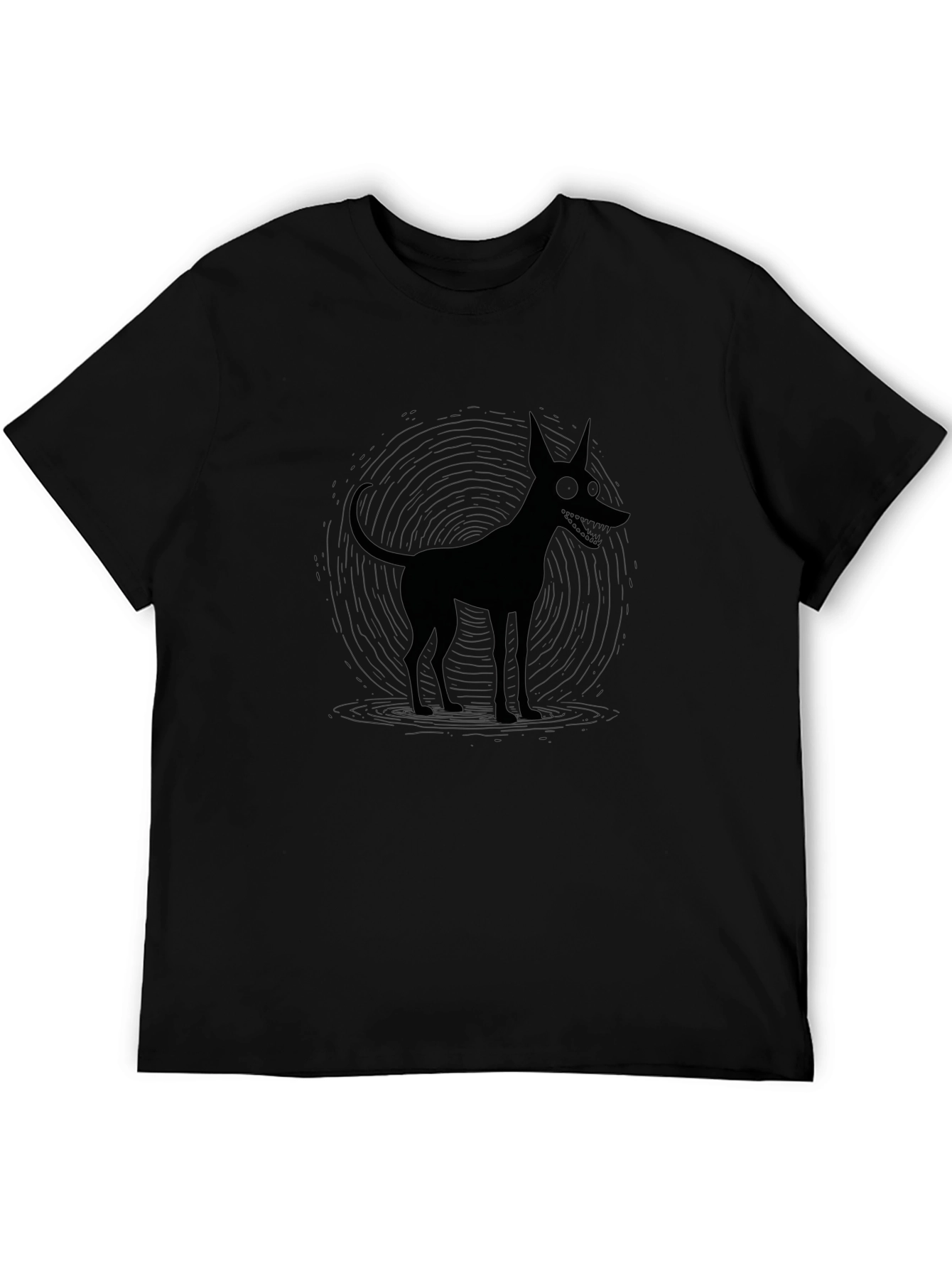 Creepy Cartoon Dog Black Graphic Tee