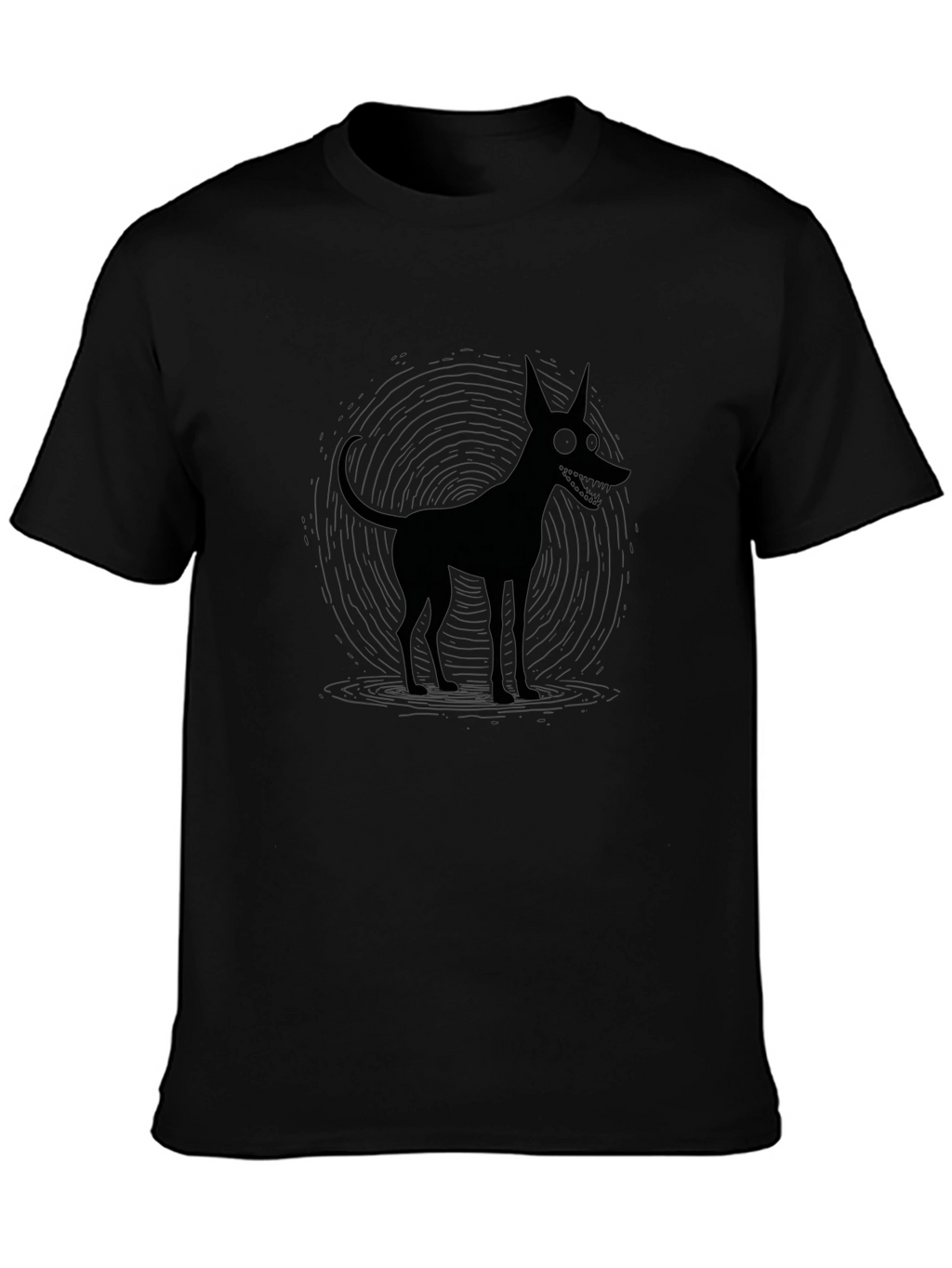 Creepy Cartoon Dog Black Graphic Tee