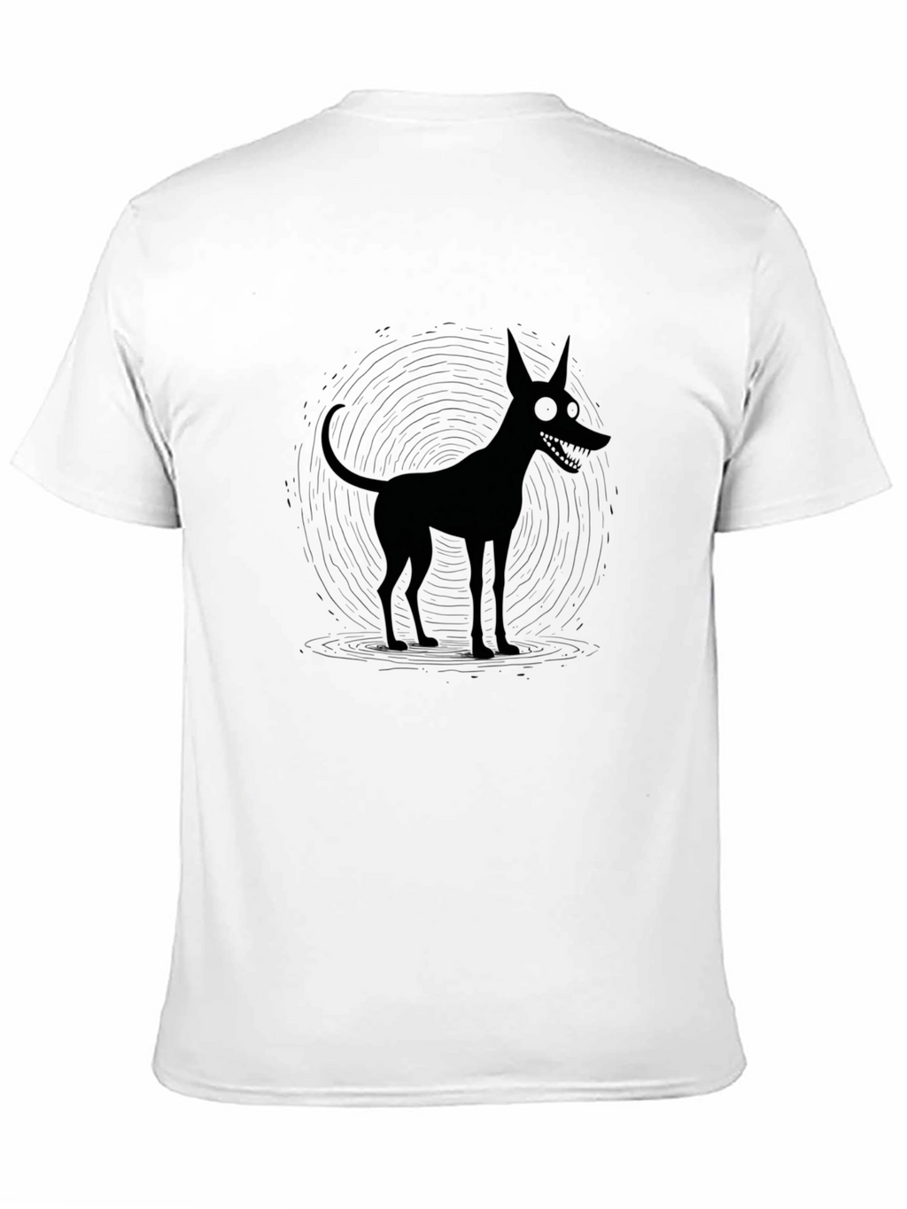 Creepy Cartoon Dog Black Graphic Tee