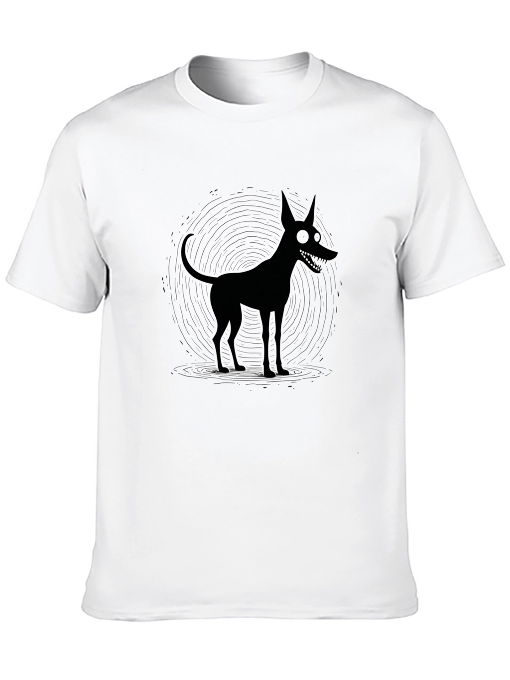 Creepy Cartoon Dog Black Graphic Tee