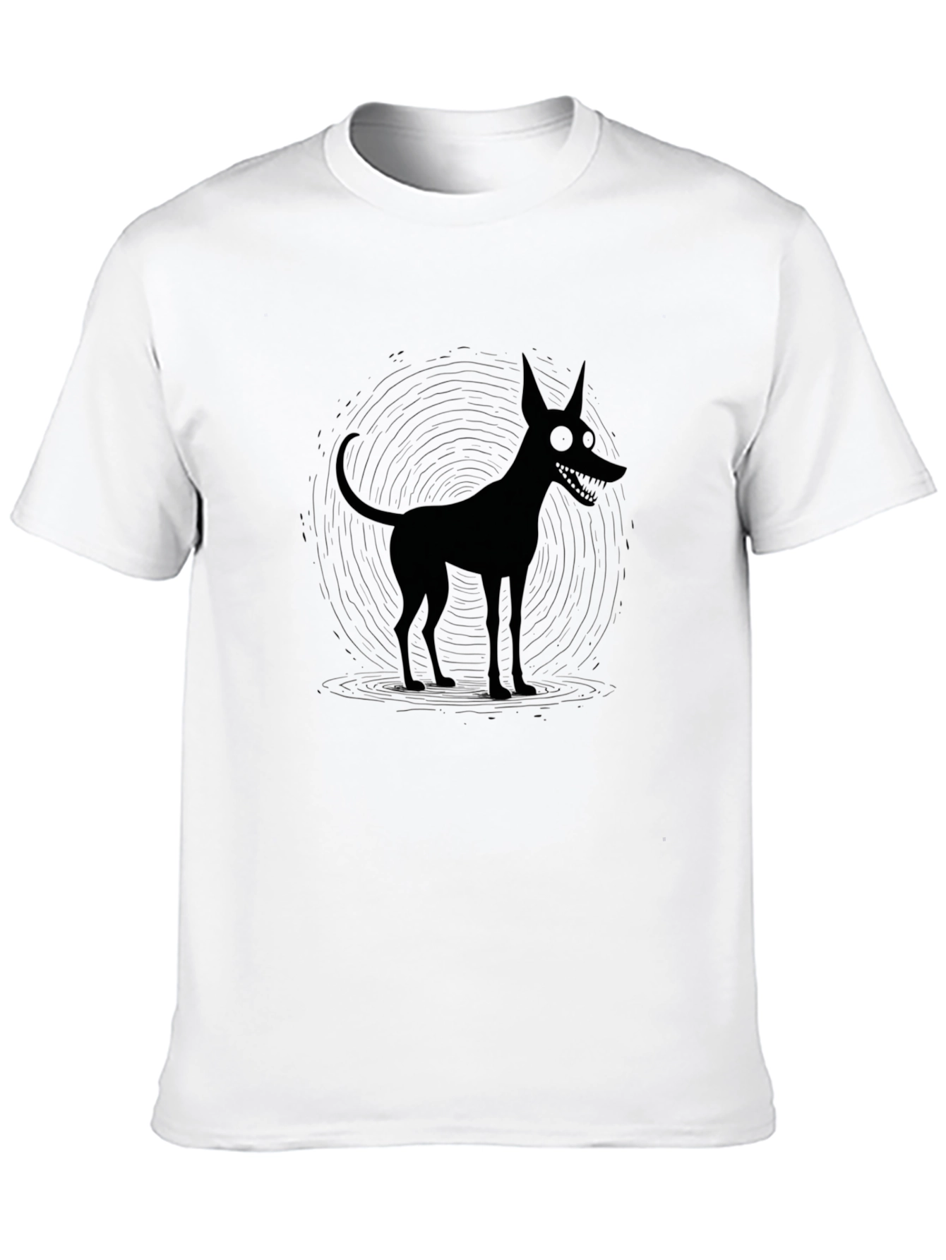 Creepy Cartoon Dog Black Graphic Tee