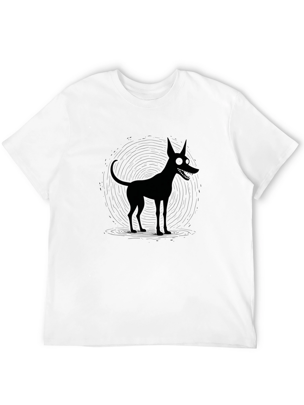Creepy Cartoon Dog Black Graphic Tee
