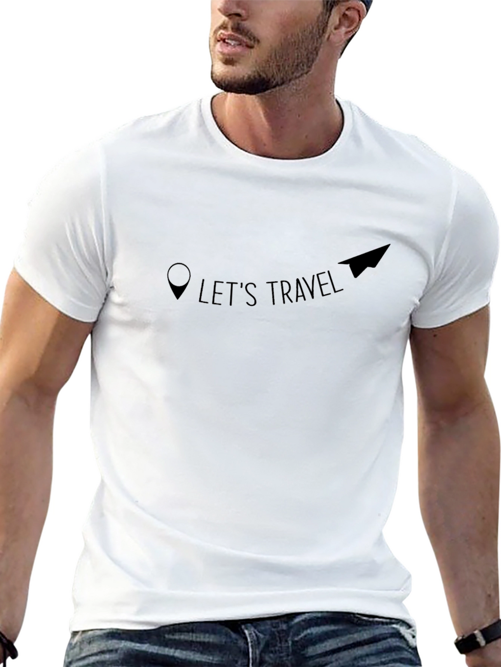 Lets Travel Black Graphic Tee