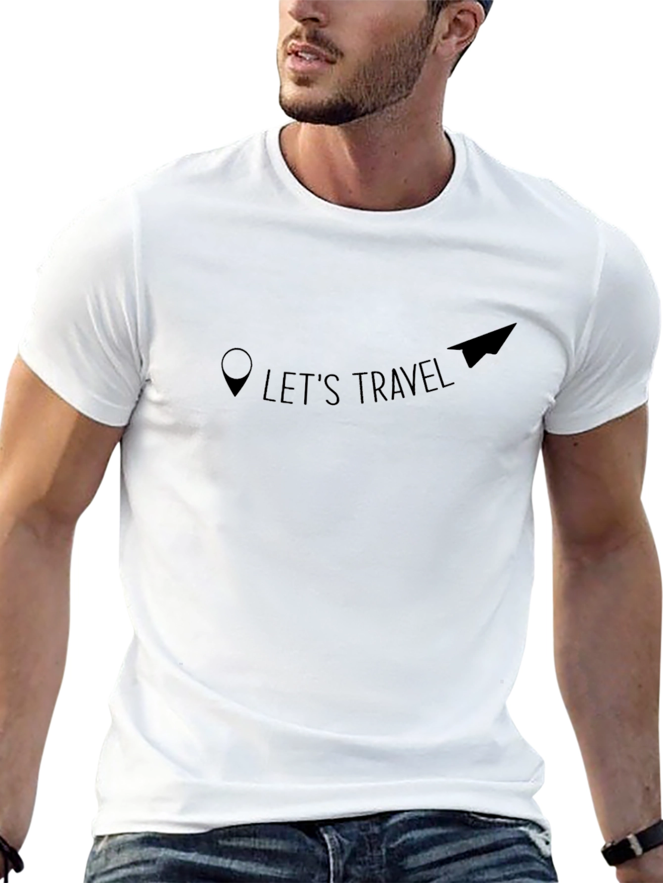 Lets Travel Black Graphic Tee