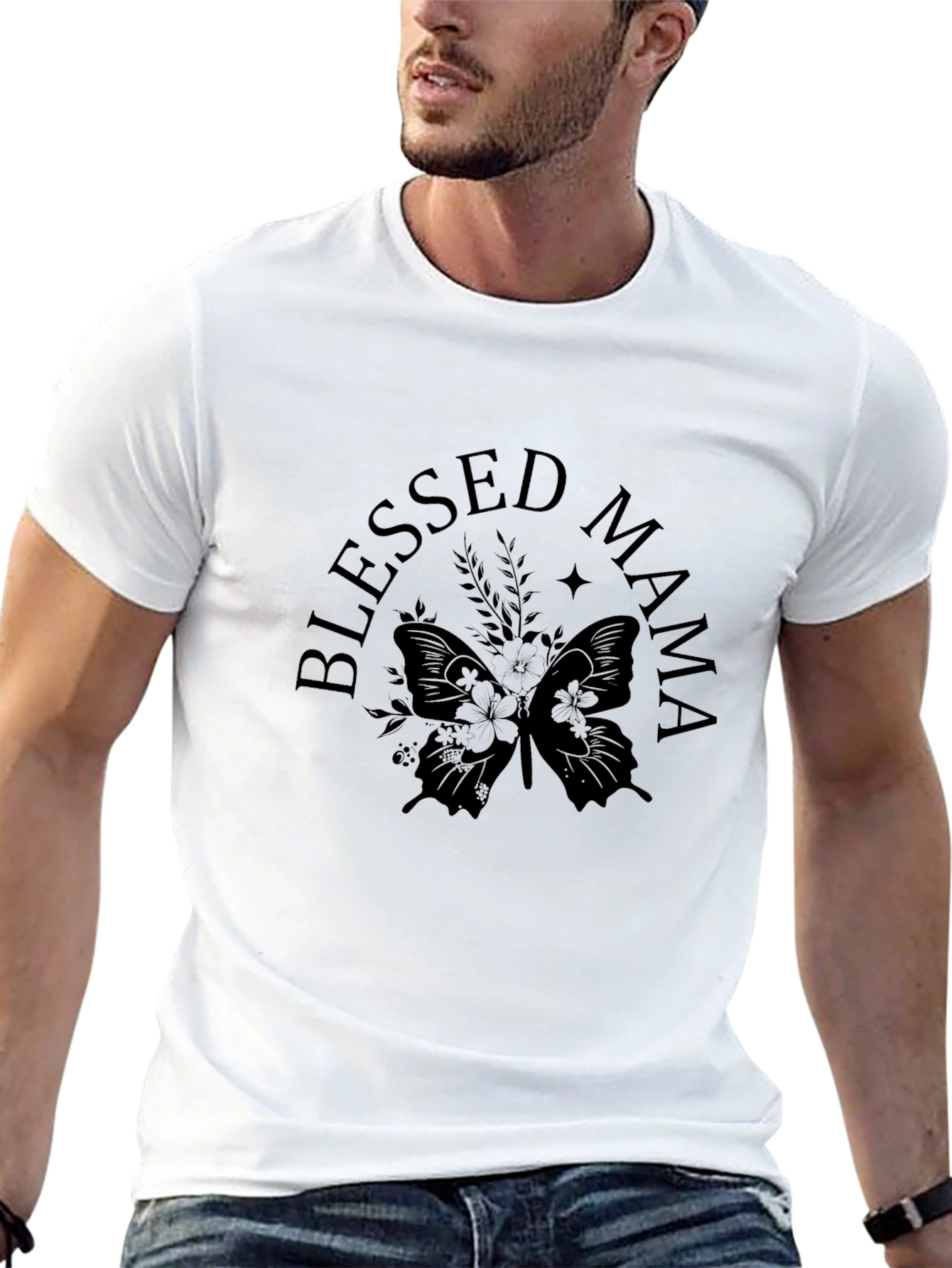 Blessed Mama Butterfly Graphic Tee - Black Unisex T-Shirt