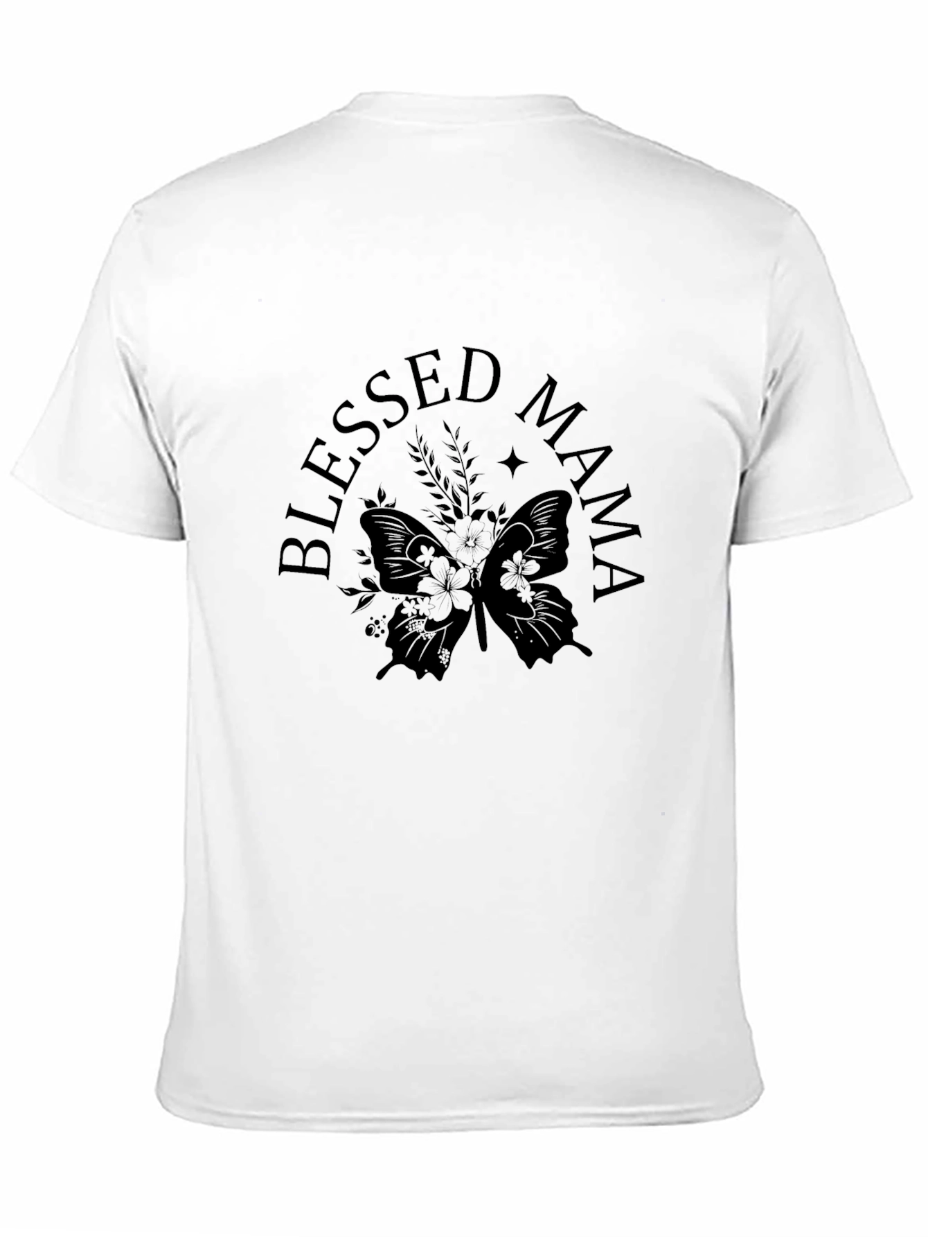 Blessed Mama Butterfly Graphic Tee - Black Unisex T-Shirt