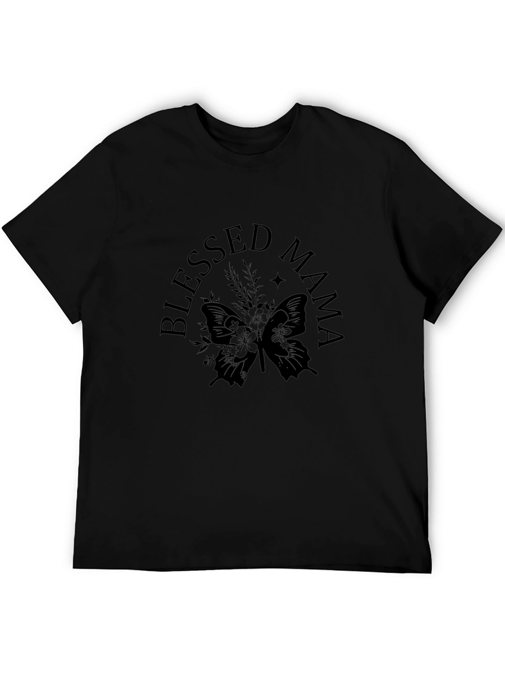 Blessed Mama Butterfly Graphic Tee - Black Unisex T-Shirt