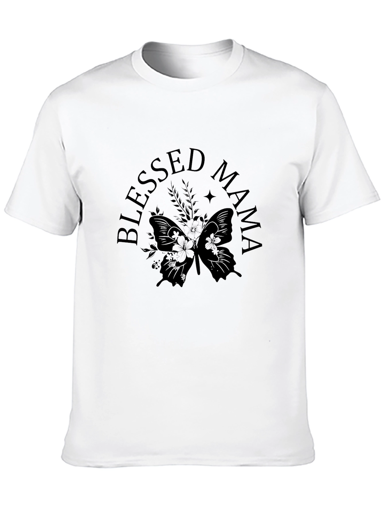 Blessed Mama Butterfly Graphic Tee - Black Unisex T-Shirt