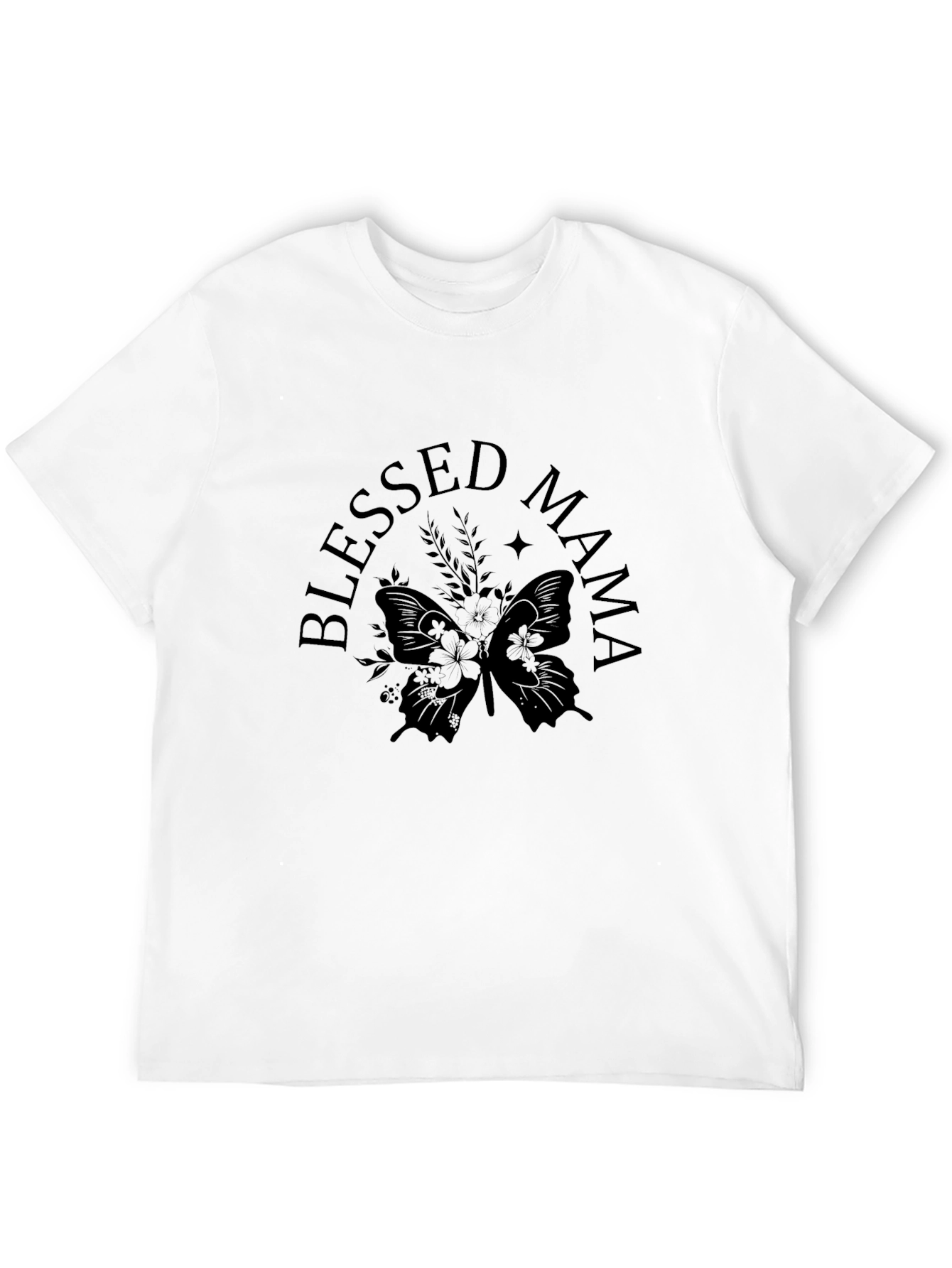 Blessed Mama Butterfly Graphic Tee - Black Unisex T-Shirt