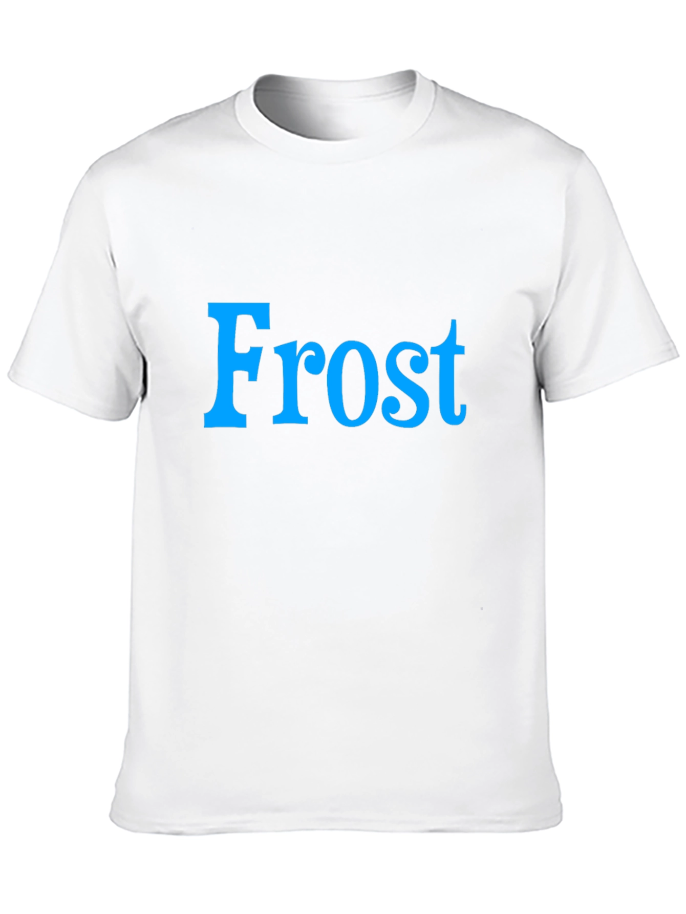 Frost Graphic Tee - Cool Blue Text on Black Shirt